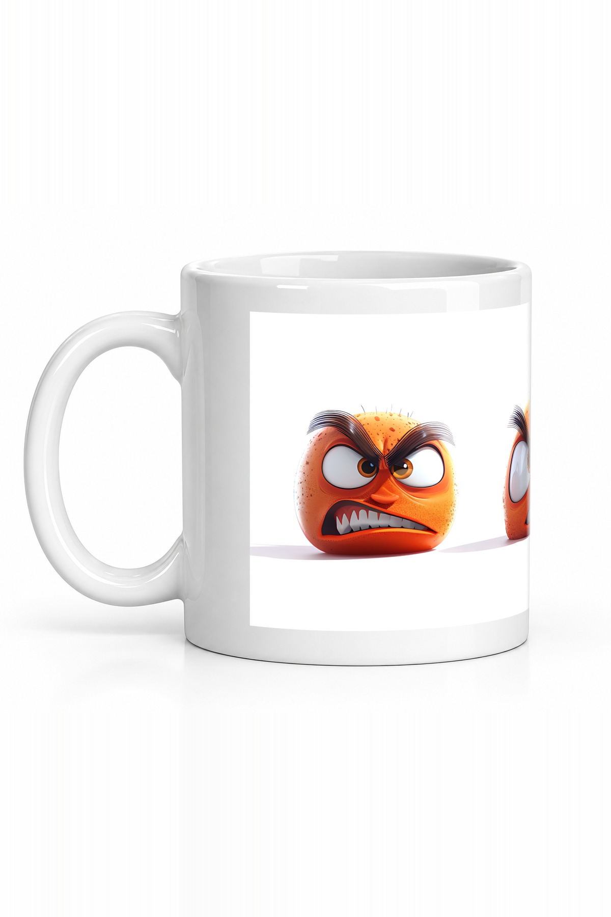 Seramik Kupa Kızgın Portakal Suratlar Baskılı 300 ml Hediyelik Kahve Çay Kupası Özel Tasarım