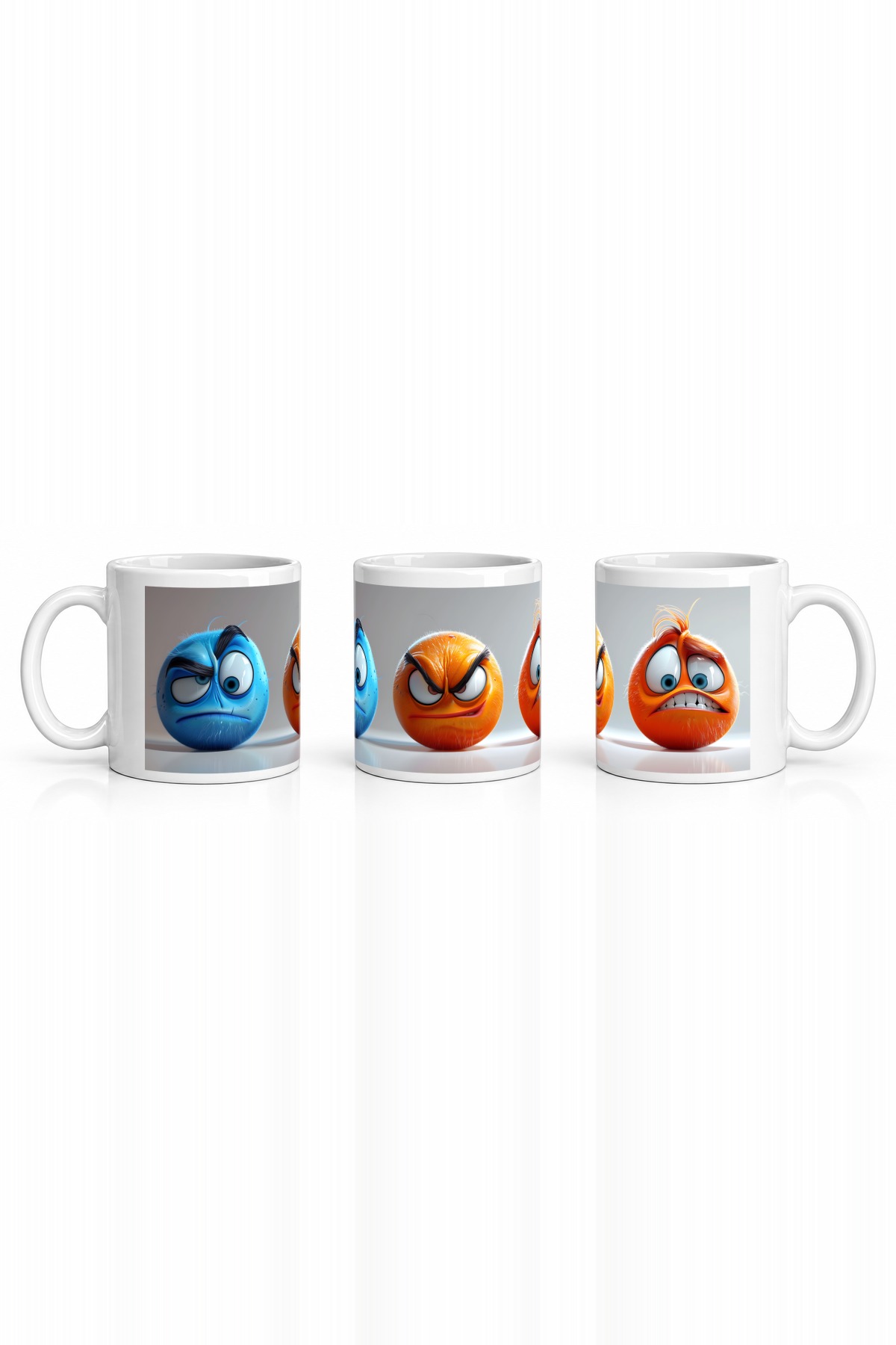 Seramik Kupa Duygusal Emoji Karakterler Baskılı 300 ml Hediyelik Kahve Çay Kupası Özel Tasarım