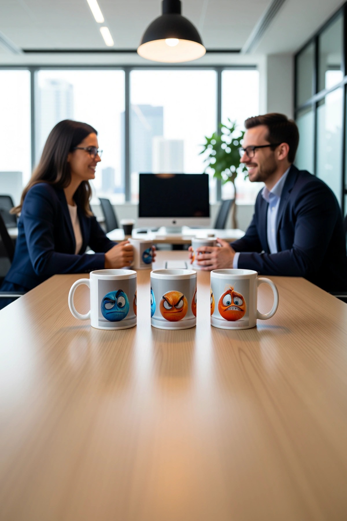 Seramik Kupa Duygusal Emoji Karakterler Baskılı 300 ml Hediyelik Kahve Çay Kupası Özel Tasarım