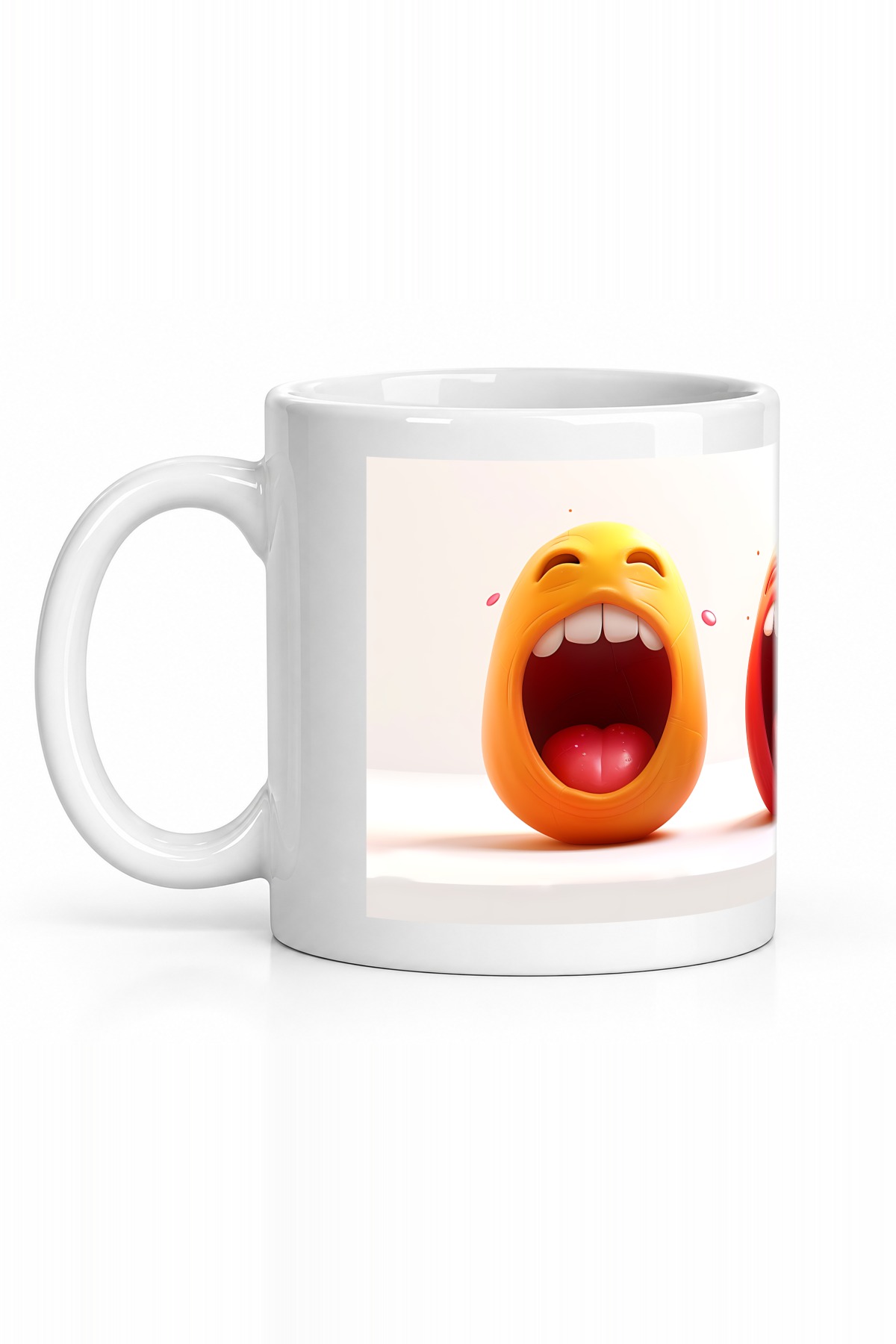 Seramik Kupa Dil Çıkaran Emoji Yüzler Baskılı 300 ml Hediyelik Kahve Çay Kupası Özel Tasarım