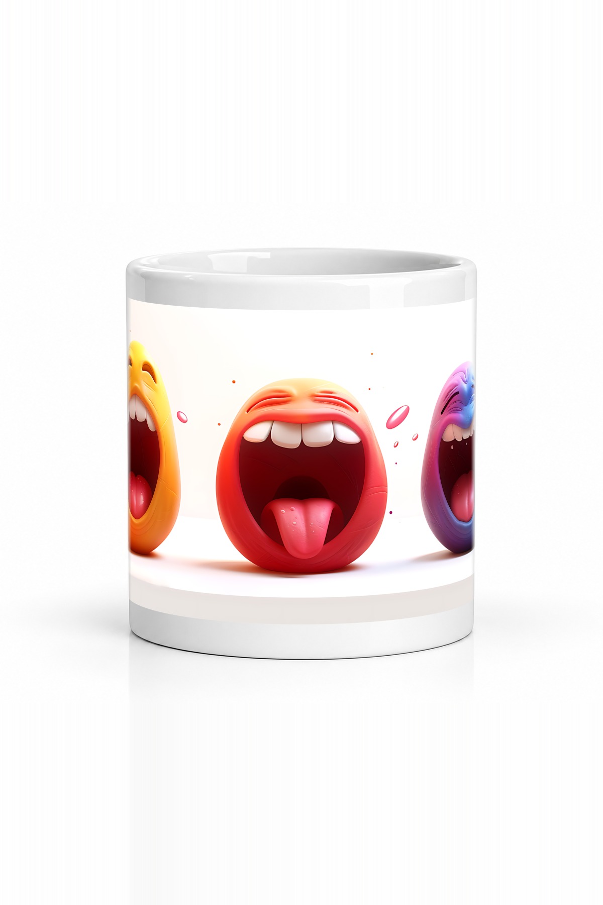 Seramik Kupa Dil Çıkaran Emoji Yüzler Baskılı 300 ml Hediyelik Kahve Çay Kupası Özel Tasarım