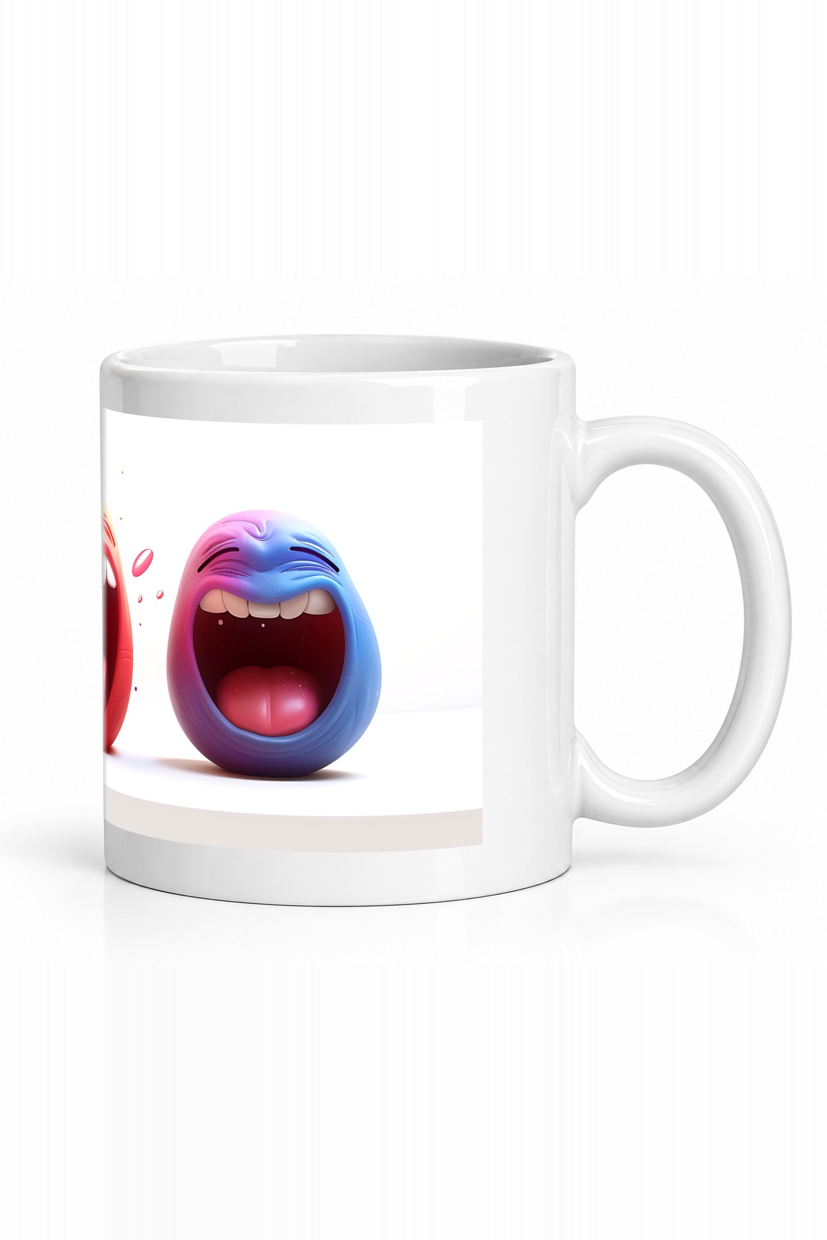 Seramik Kupa Dil Çıkaran Emoji Yüzler Baskılı 300 ml Hediyelik Kahve Çay Kupası Özel Tasarım