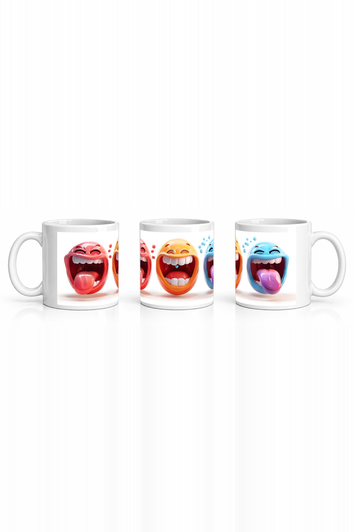 Seramik Kupa Dilli Emoji Grubu Baskılı 300 ml Eğlenceli Hediyelik Kahve Çay Bardağı Özel Tasarım