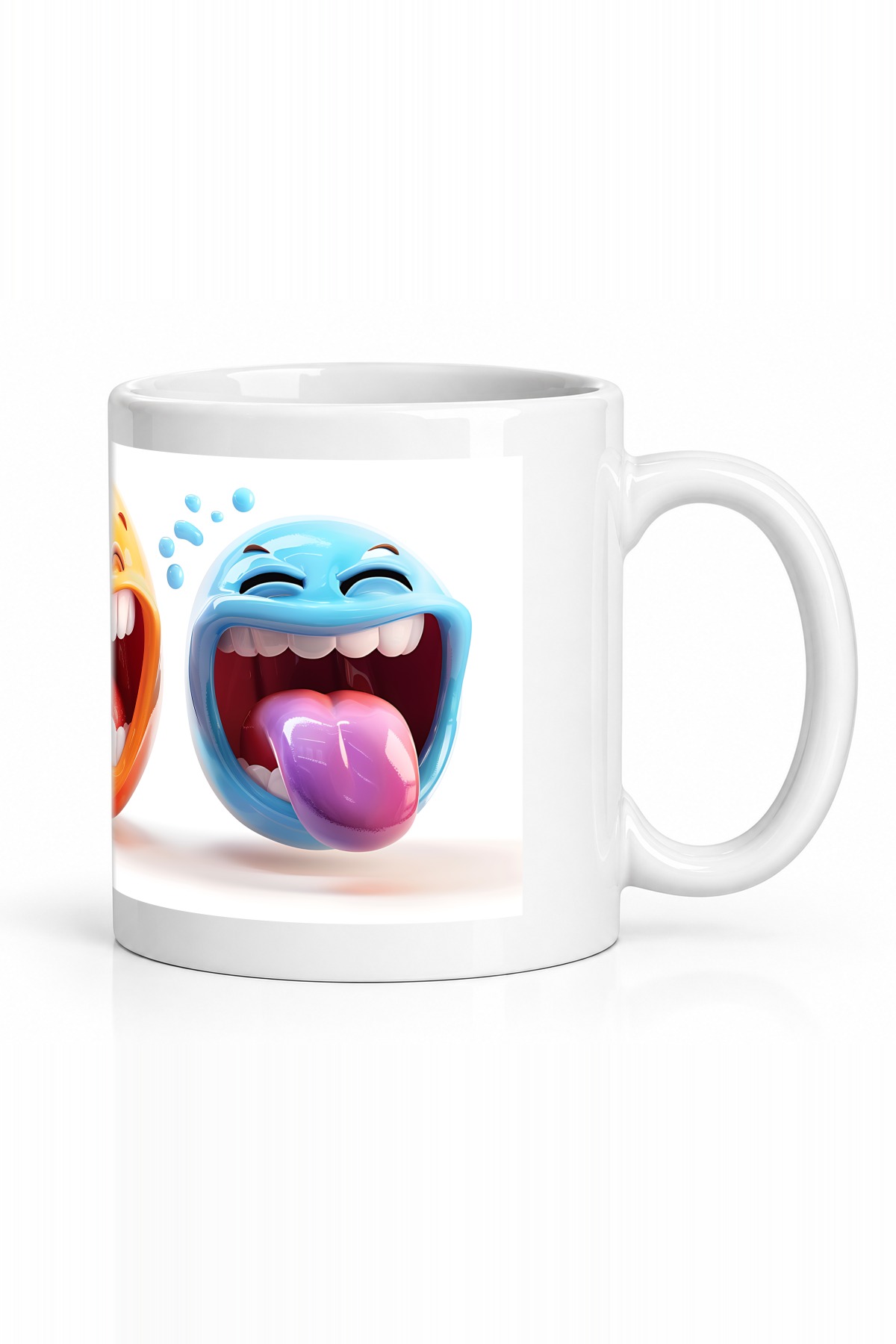 Seramik Kupa Dilli Emoji Grubu Baskılı 300 ml Eğlenceli Hediyelik Kahve Çay Bardağı Özel Tasarım