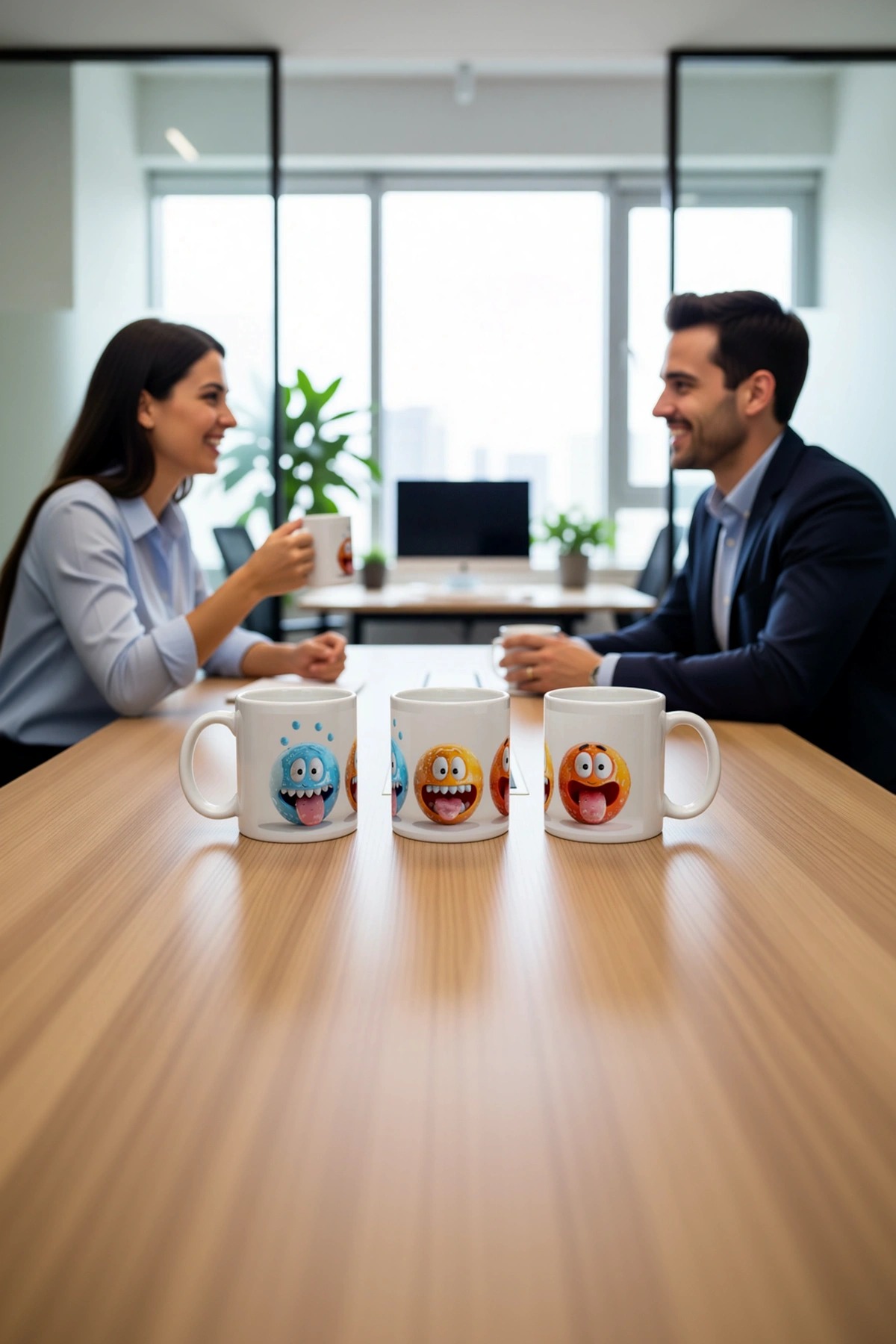 Seramik Kupa Dişli Canavarlar Baskılı 300 ml Hediyelik Kahve Çay Kupası Eğlenceli Tasarım Ofis