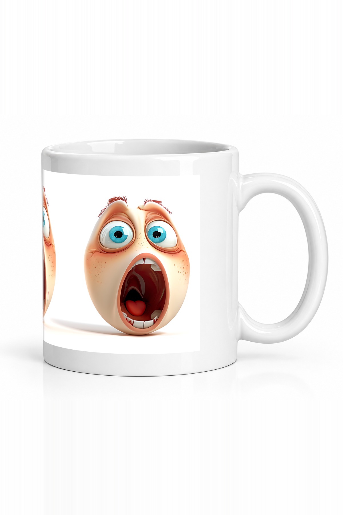 Seramik Kupa Şaşkın İfadeler Baskılı 300 ml Hediyelik Komik Yüz Tasarımı Kahve Çay Özel Tasarım