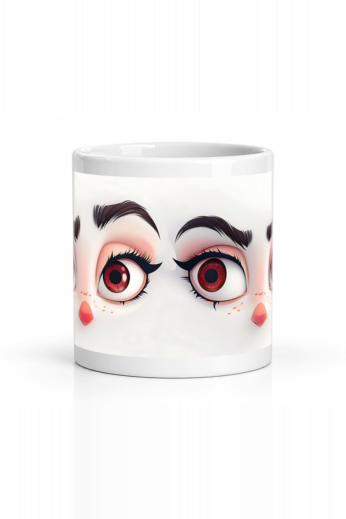 Seramik Kupa Anime Göz Tasarımı Baskılı 300 ml Hediyelik Kahve Çay Kupası Özel Tasarım Kahve Kupası