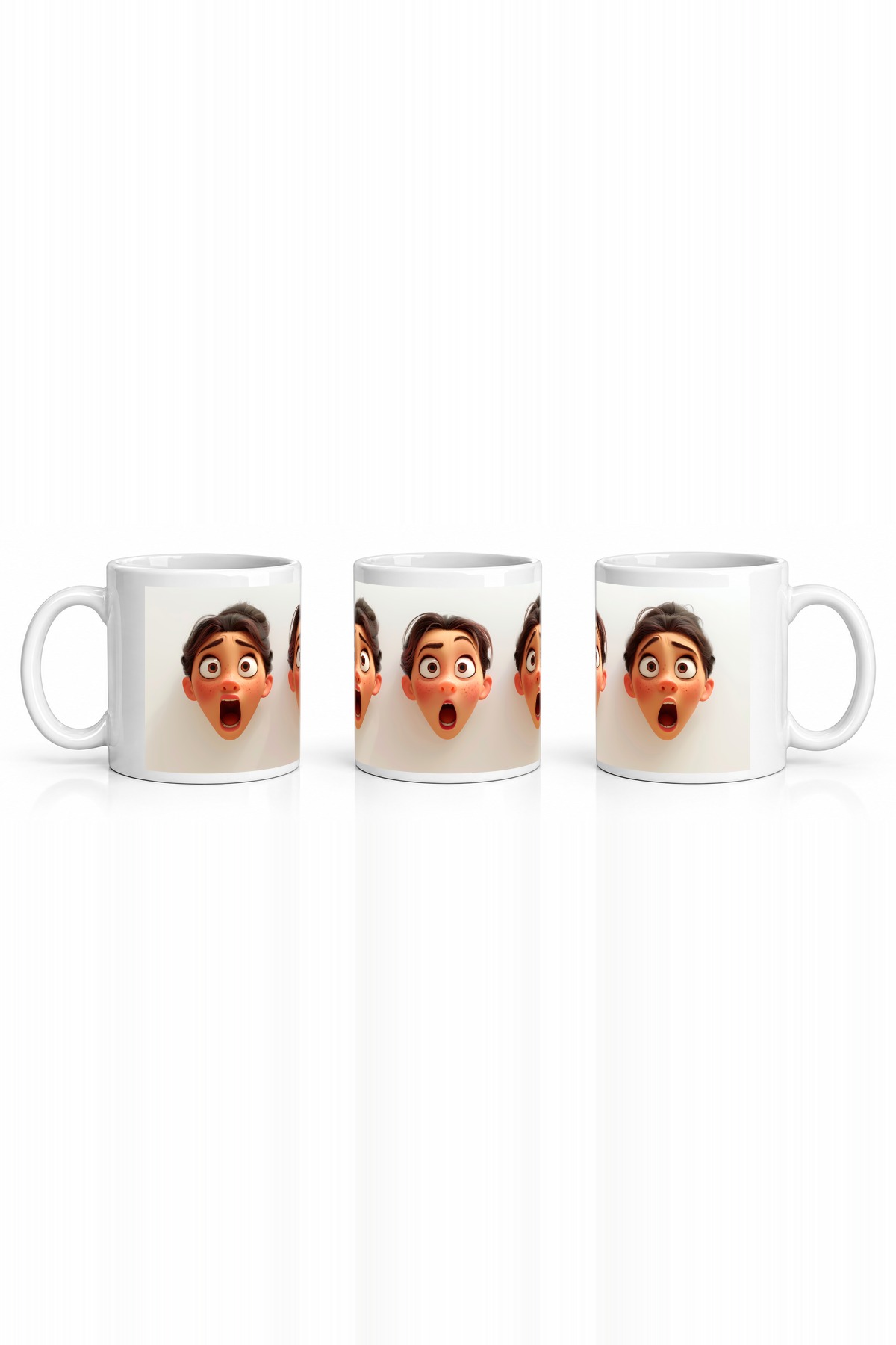Seramik Kupa Şaşkın Yüzler Temalı Baskılı 300 ml Komik Mizah Hediyelik Kahve Çay Özel Tasarım