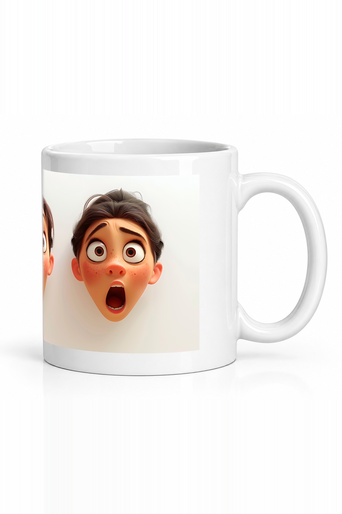 Seramik Kupa Şaşkın Yüzler Temalı Baskılı 300 ml Komik Mizah Hediyelik Kahve Çay Özel Tasarım