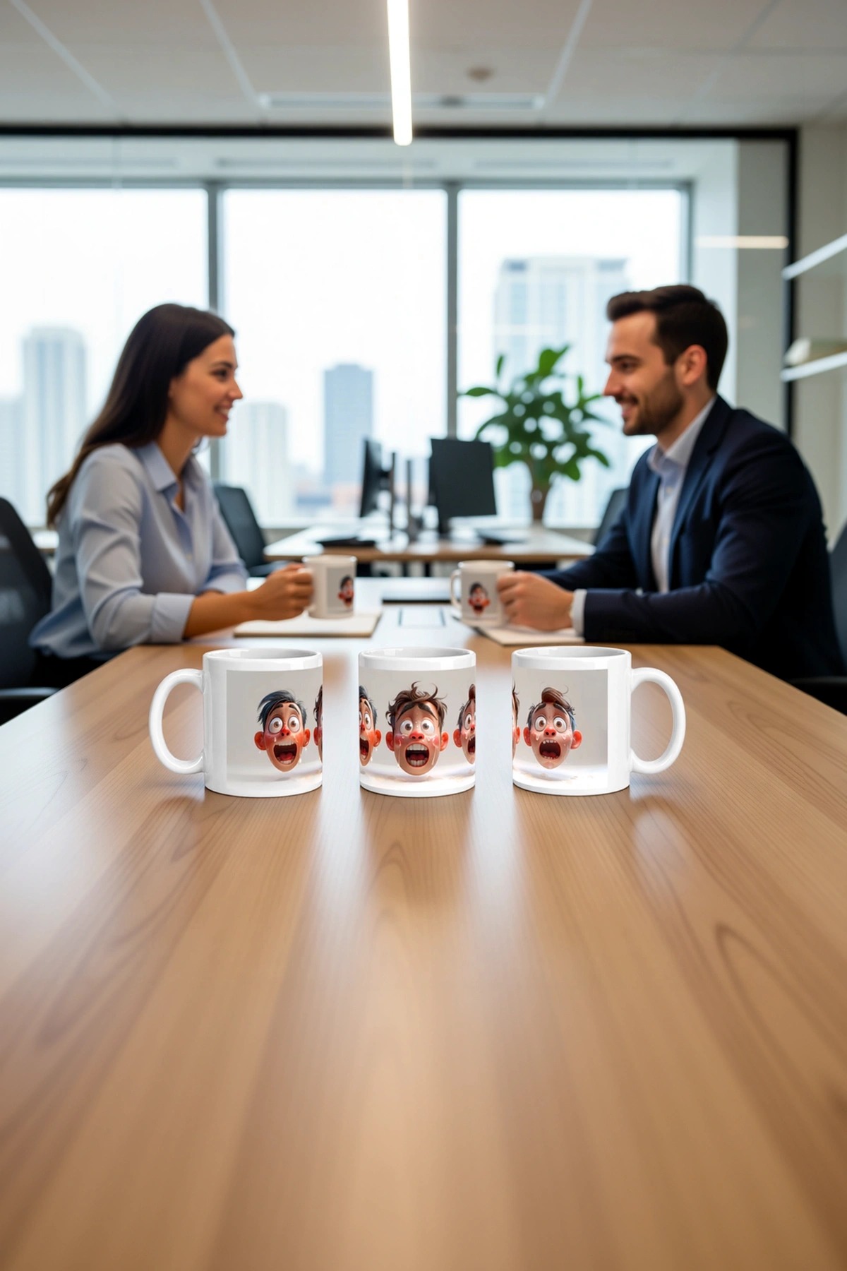 Seramik Kupa Komik Yüzler Koleksiyonu Baskılı 300 ml Hediyelik Kahve Çay Kupası Özel Tasarım