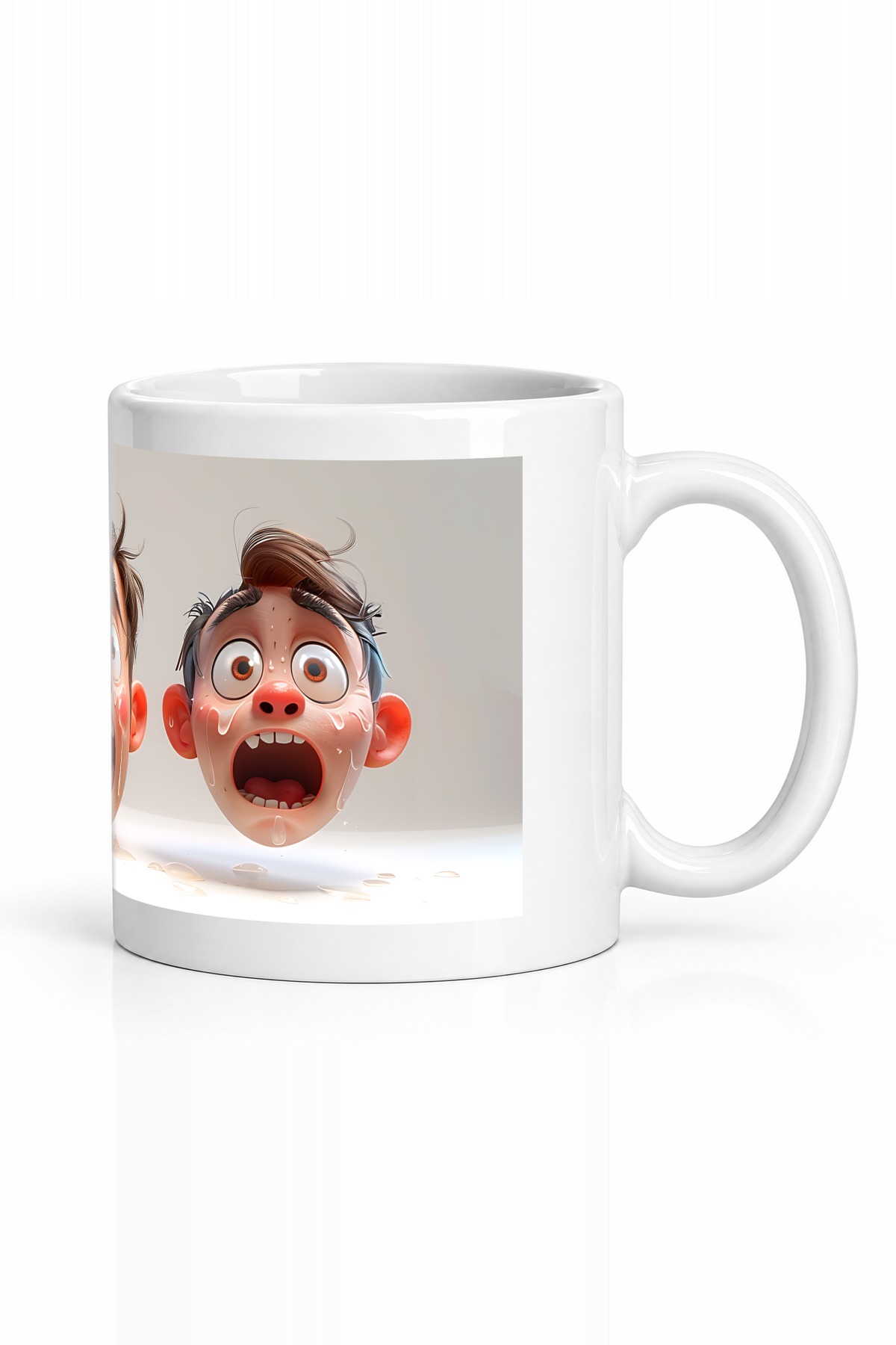 Seramik Kupa Komik Yüzler Koleksiyonu Baskılı 300 ml Hediyelik Kahve Çay Kupası Özel Tasarım