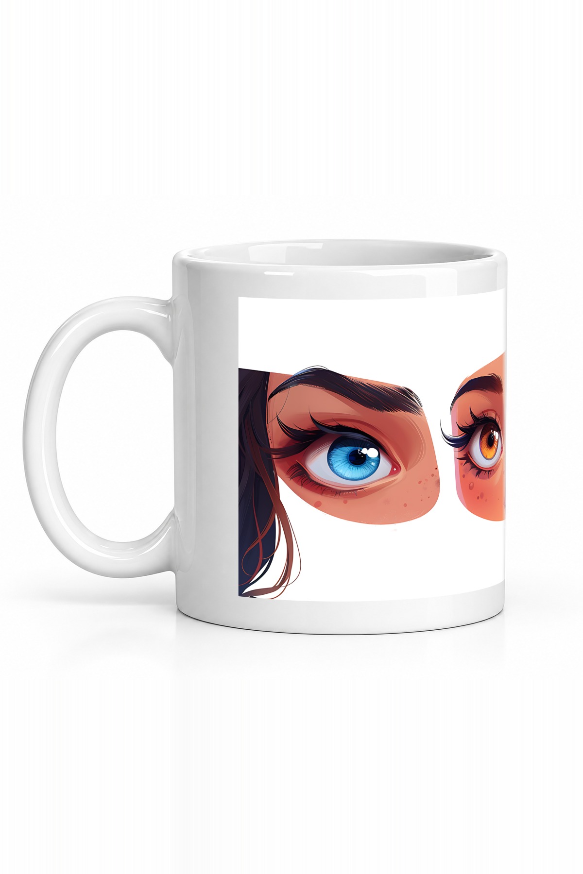 Seramik Kupa Anime Kız Yüz Baskılı 300 ml Hediyelik Kahve Çay Bardağı Ofis Ev Özel Tasarım