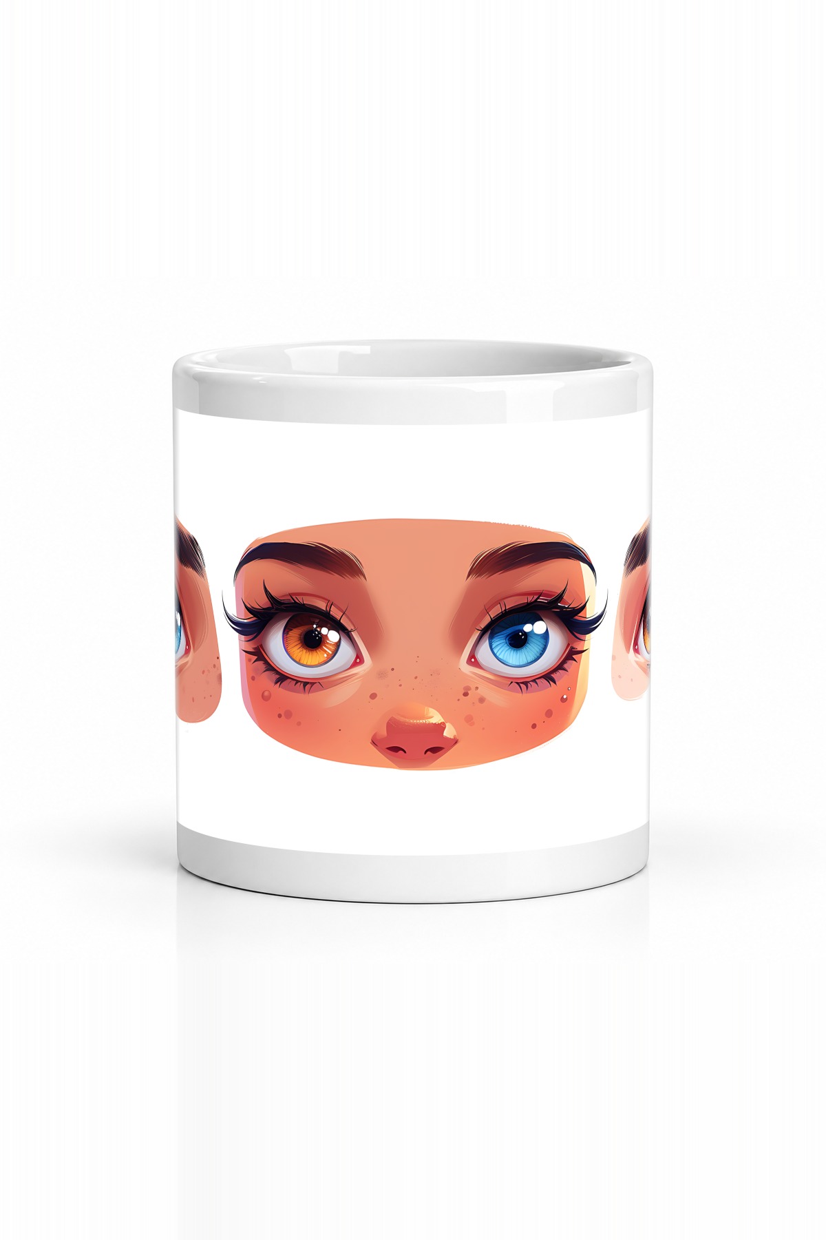Seramik Kupa Anime Kız Yüz Baskılı 300 ml Hediyelik Kahve Çay Bardağı Ofis Ev Özel Tasarım