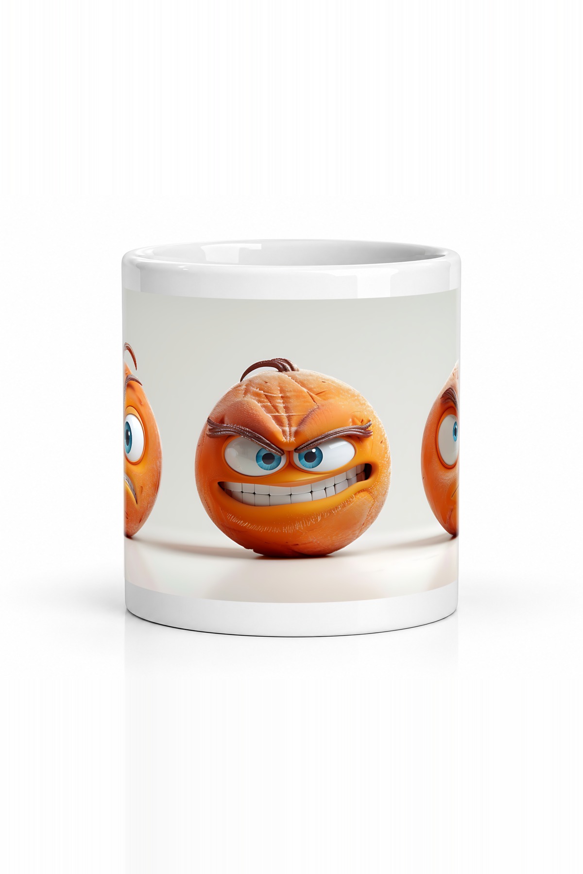 Seramik Kupa Portakal Duygu Durumları Baskılı 300 ml Hediyelik Kahve Çay Kupası Özel Tasarım
