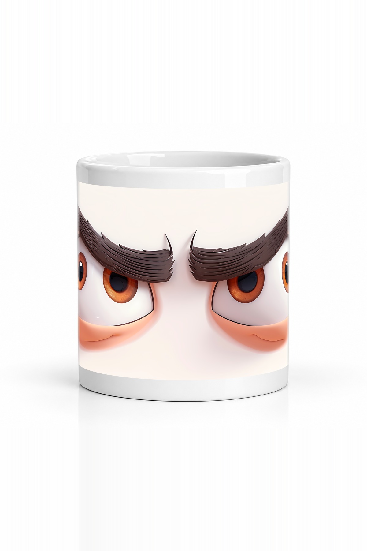 Seramik Kupa Kızgın İfade Gözlü Karakter Baskılı 300 ml Hediyelik Ofis Özel Tasarım Kahve Kupası