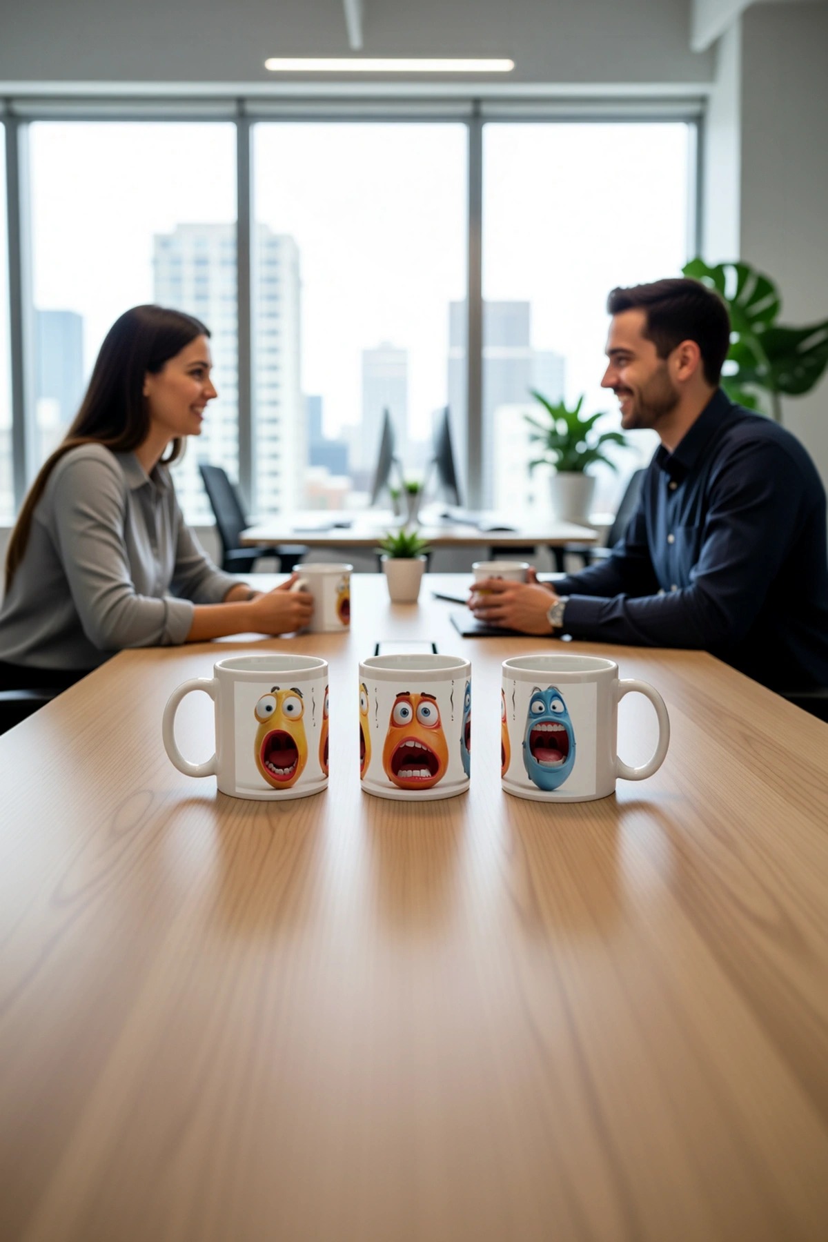 Seramik Kupa Bağıran Komik Karakterler Baskılı 300 ml Hediyelik Ofis Kahve Çay Bardağı Özel Tasarım