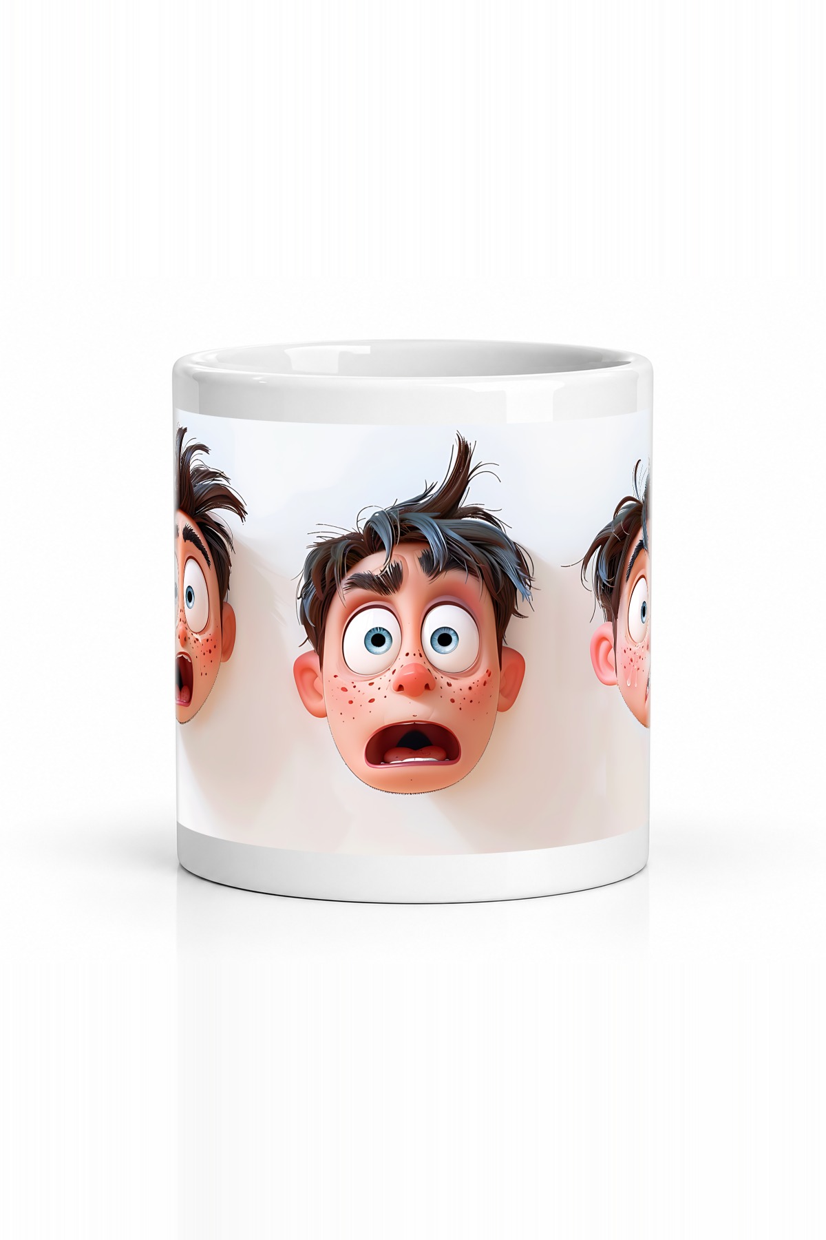 Seramik Kupa Komik Şaşkın Yüz İfadeleri Baskılı 300 ml Hediyelik Ofis Kahve Çay Özel Tasarım