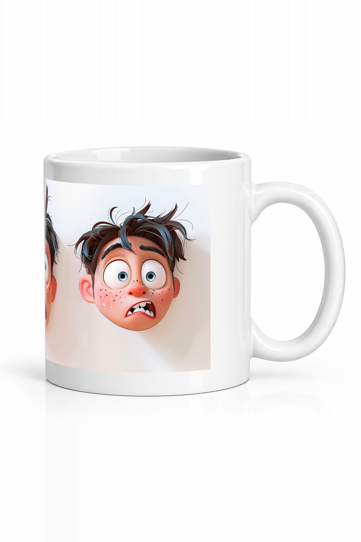 Seramik Kupa Komik Şaşkın Yüz İfadeleri Baskılı 300 ml Hediyelik Ofis Kahve Çay Özel Tasarım