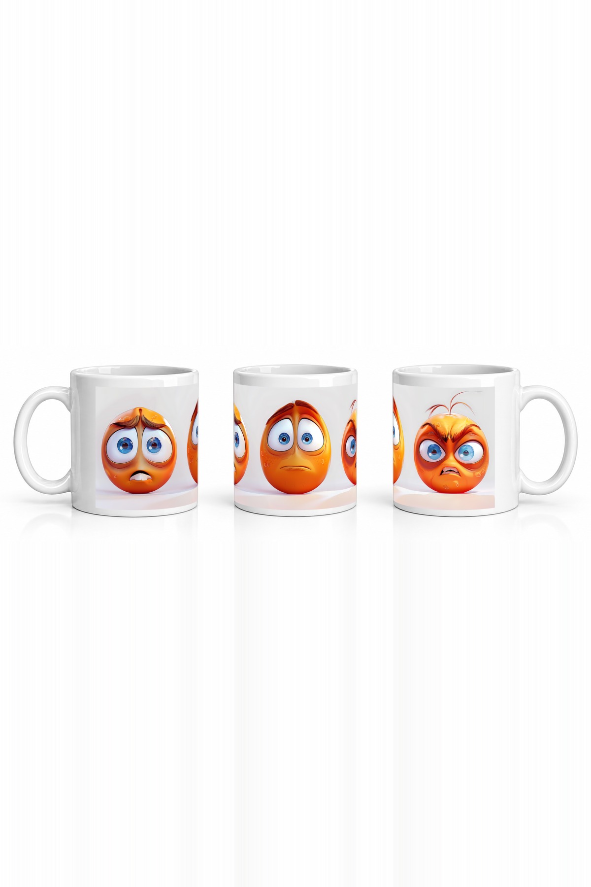 Seramik Kupa Duygusal Karakter Trio Baskılı 300 ml Hediyelik Kahve Çay Kupası Özel Tasarım Ofis