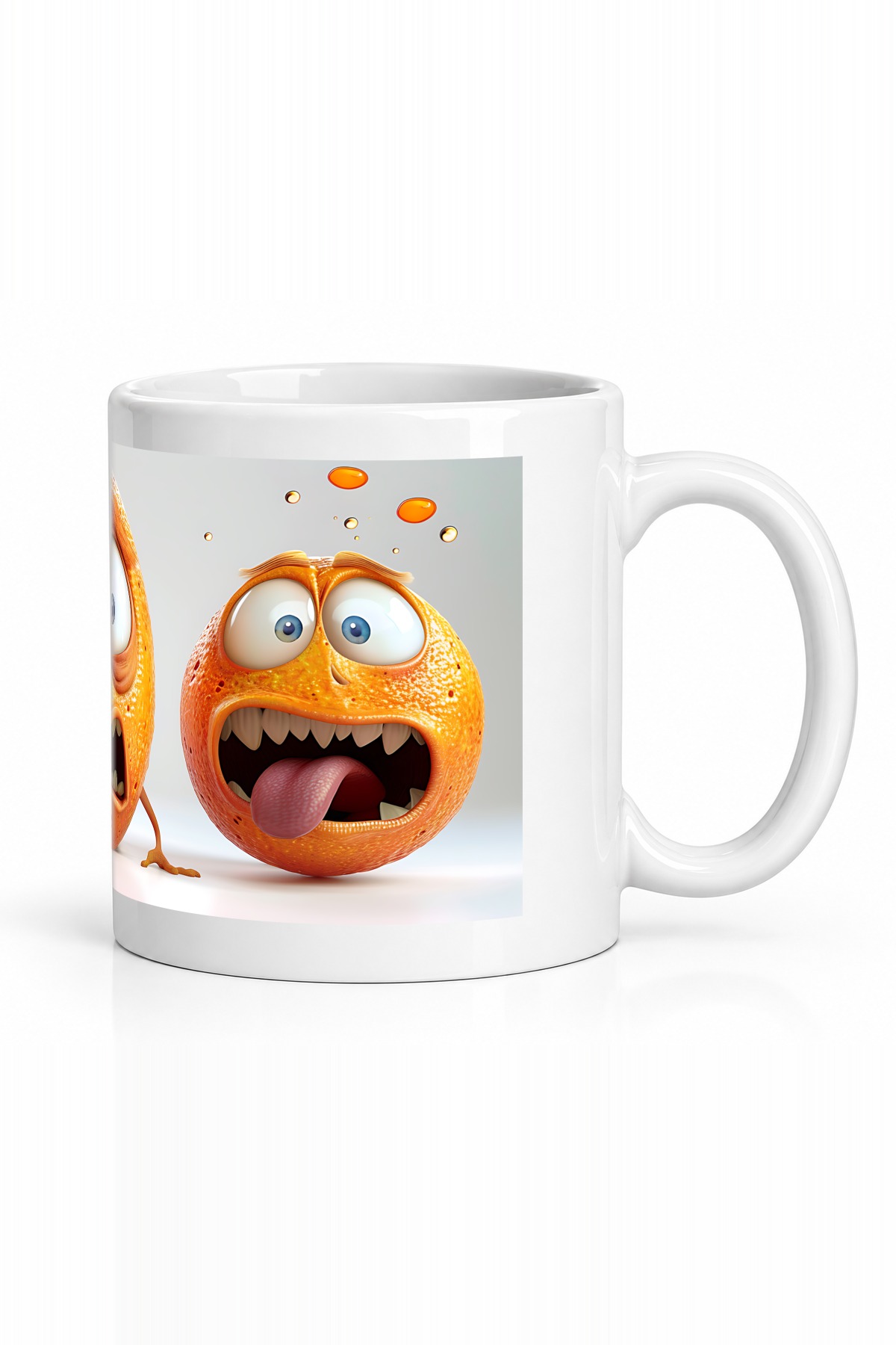 Seramik Kupa Komik Meyve Karakterleri Baskılı 300 ml Hediyelik Kahve Çay Bardağı Özel Tasarım