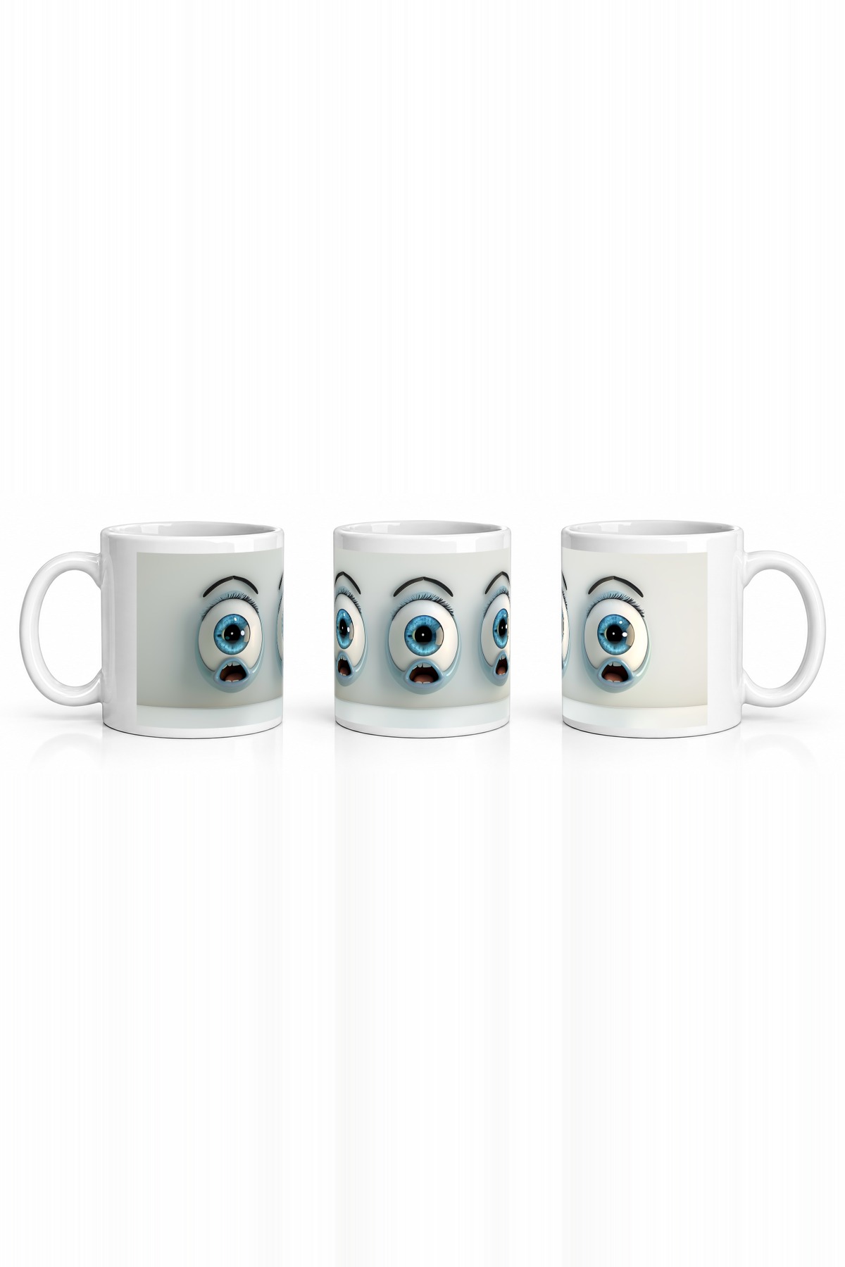 Seramik Kupa Şaşkın İfade Emoji Baskılı 300 ml Hediyelik Kahve Çay Kupası Özel Tasarım Kahve Kupası