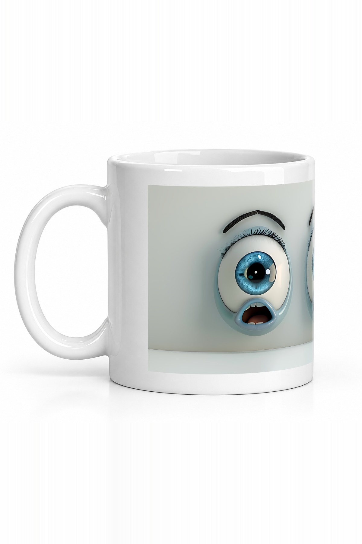 Seramik Kupa Şaşkın İfade Emoji Baskılı 300 ml Hediyelik Kahve Çay Kupası Özel Tasarım Kahve Kupası