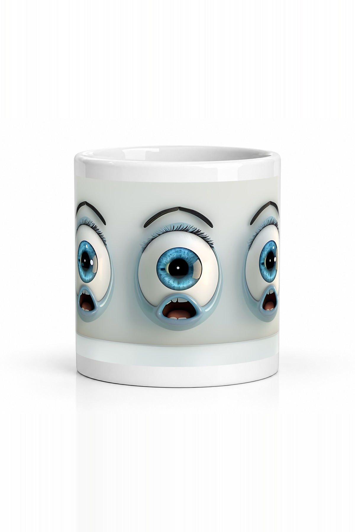 Seramik Kupa Şaşkın İfade Emoji Baskılı 300 ml Hediyelik Kahve Çay Kupası Özel Tasarım Kahve Kupası