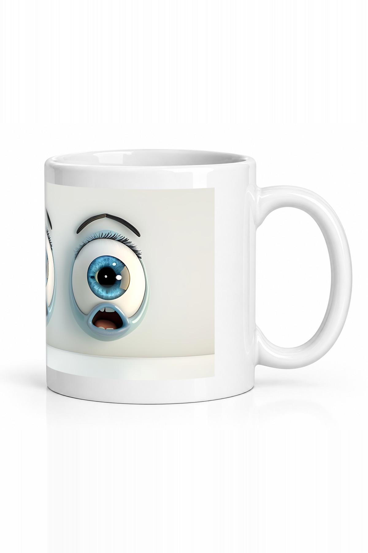 Seramik Kupa Şaşkın İfade Emoji Baskılı 300 ml Hediyelik Kahve Çay Kupası Özel Tasarım Kahve Kupası