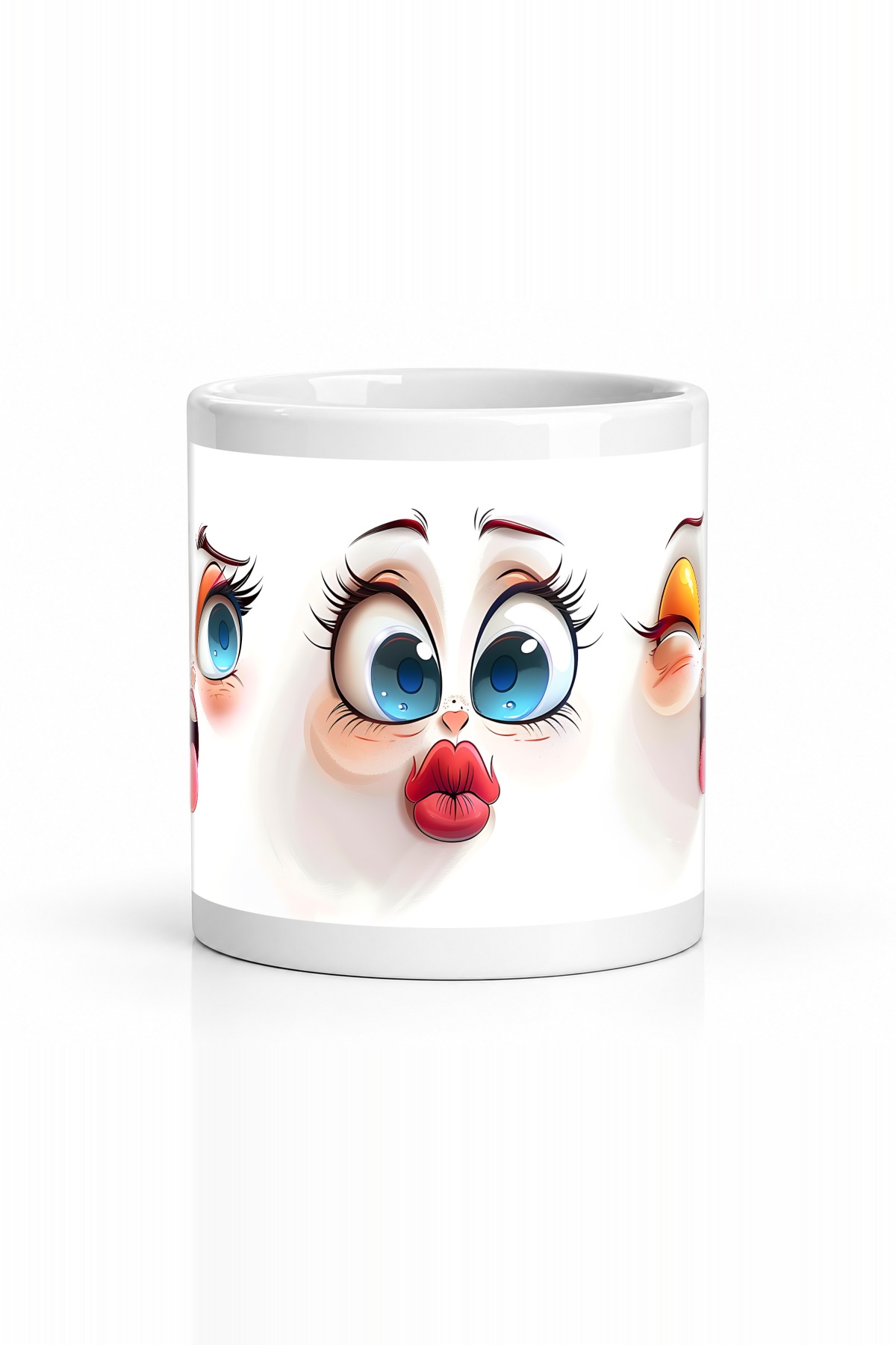 Seramik Kupa Anime Yüz İfadeleri Baskılı 300 ml Hediyelik Kahve Çay Kupası Özel Tasarım Kahve Kupası