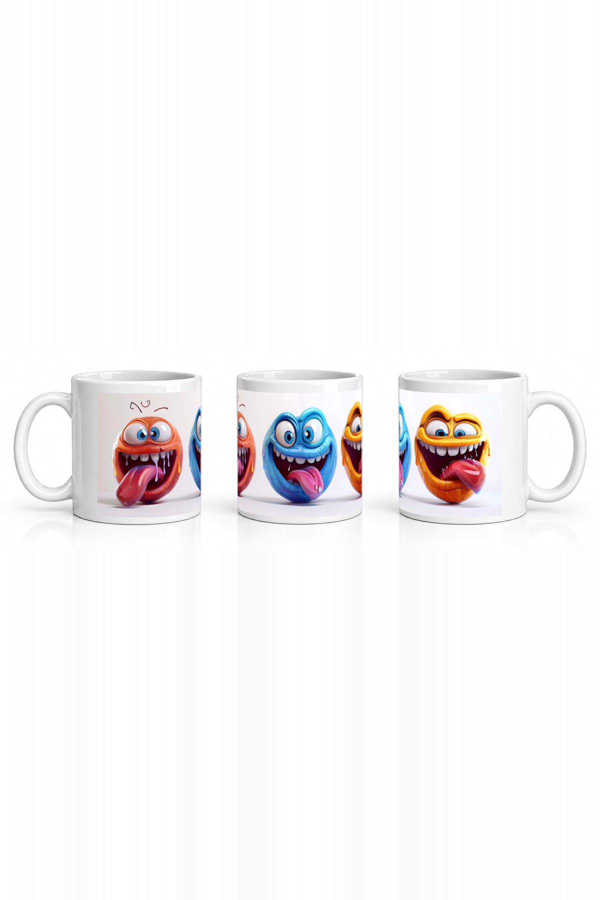 Seramik Kupa Komik Dil Çıkaran Karakterler Baskılı 300 ml Hediyelik Ofis Kahve Çay Özel Tasarım