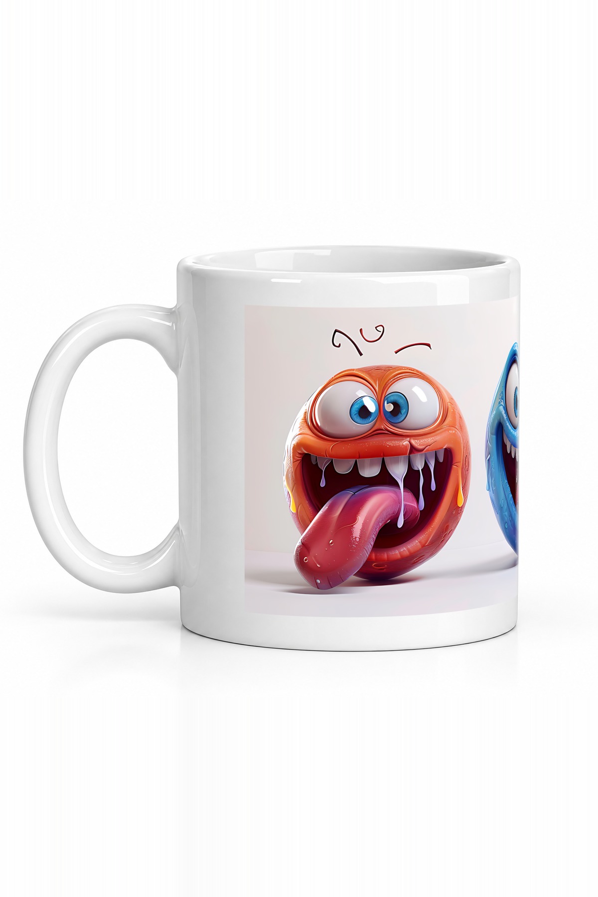 Seramik Kupa Komik Dil Çıkaran Karakterler Baskılı 300 ml Hediyelik Ofis Kahve Çay Özel Tasarım