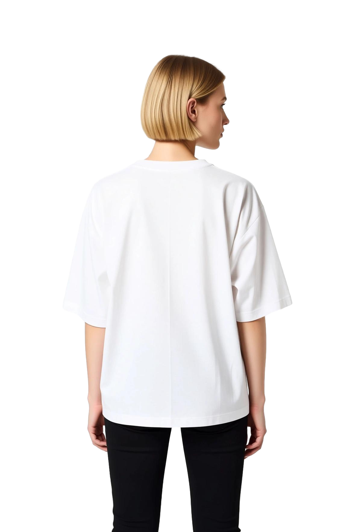 Kadın Oversize Tişört El Çizimi Lale Çiçeği Baskısı Rahat Kesim Kısa Kol Yuvarlak Yaka Günlük Modern