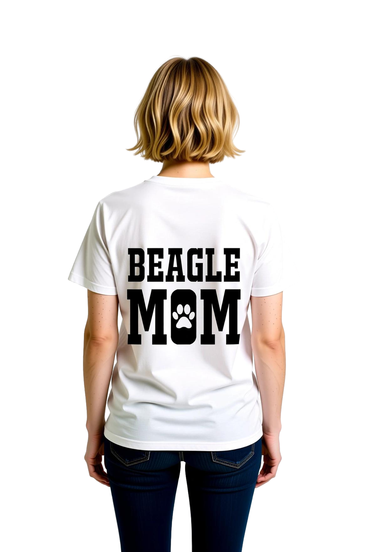 Kadın Beagle Mama Paw Baskılı Kısa Kollu Tişört %100 Pamuk Rahat Kesim Köpek Sevgisi Günlük Modern