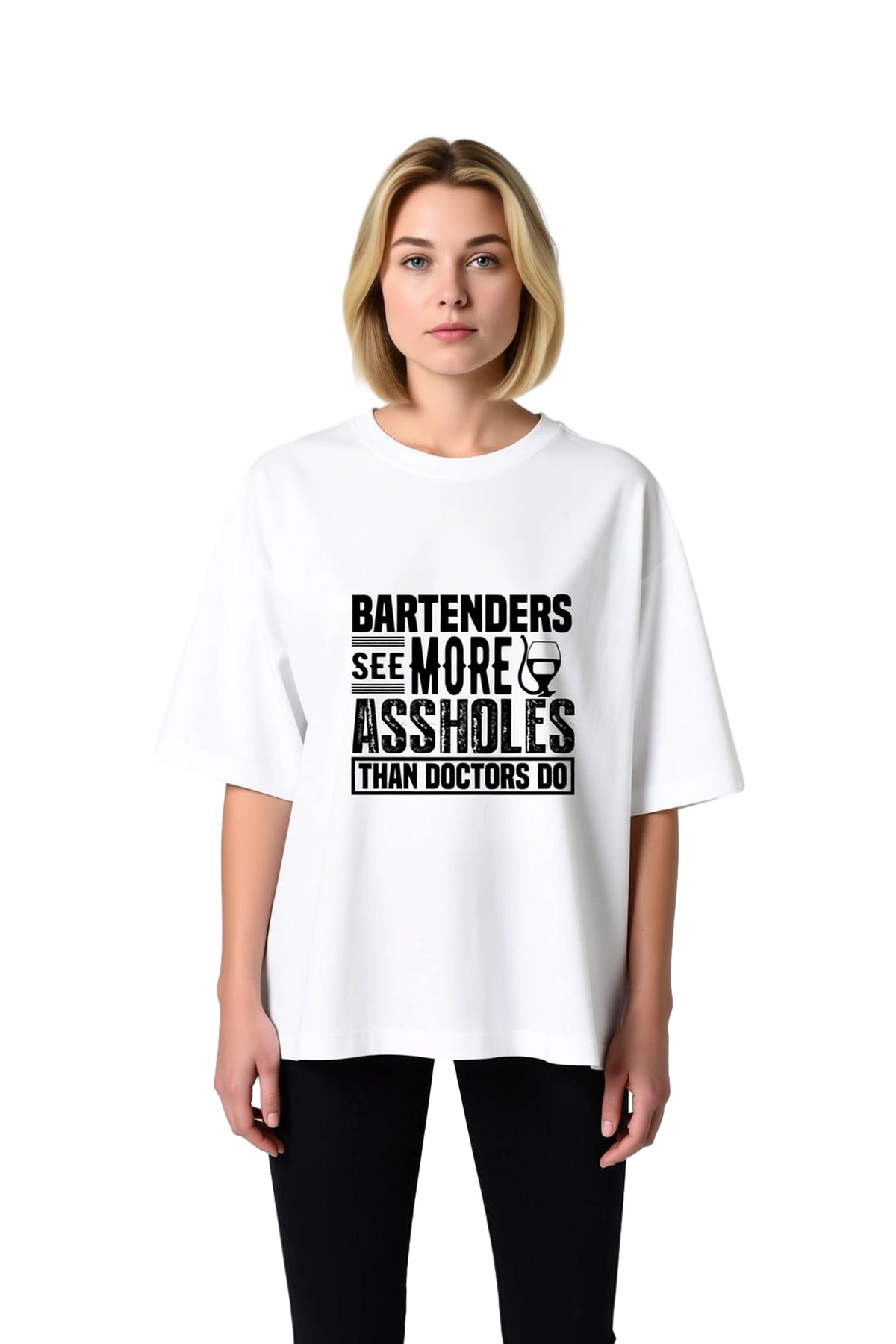Kadın Oversize Grafik Baskılı Tişört Barista Meslek Mizahı Yazılı Kısa Kollu Rahat Kesim Günlük
