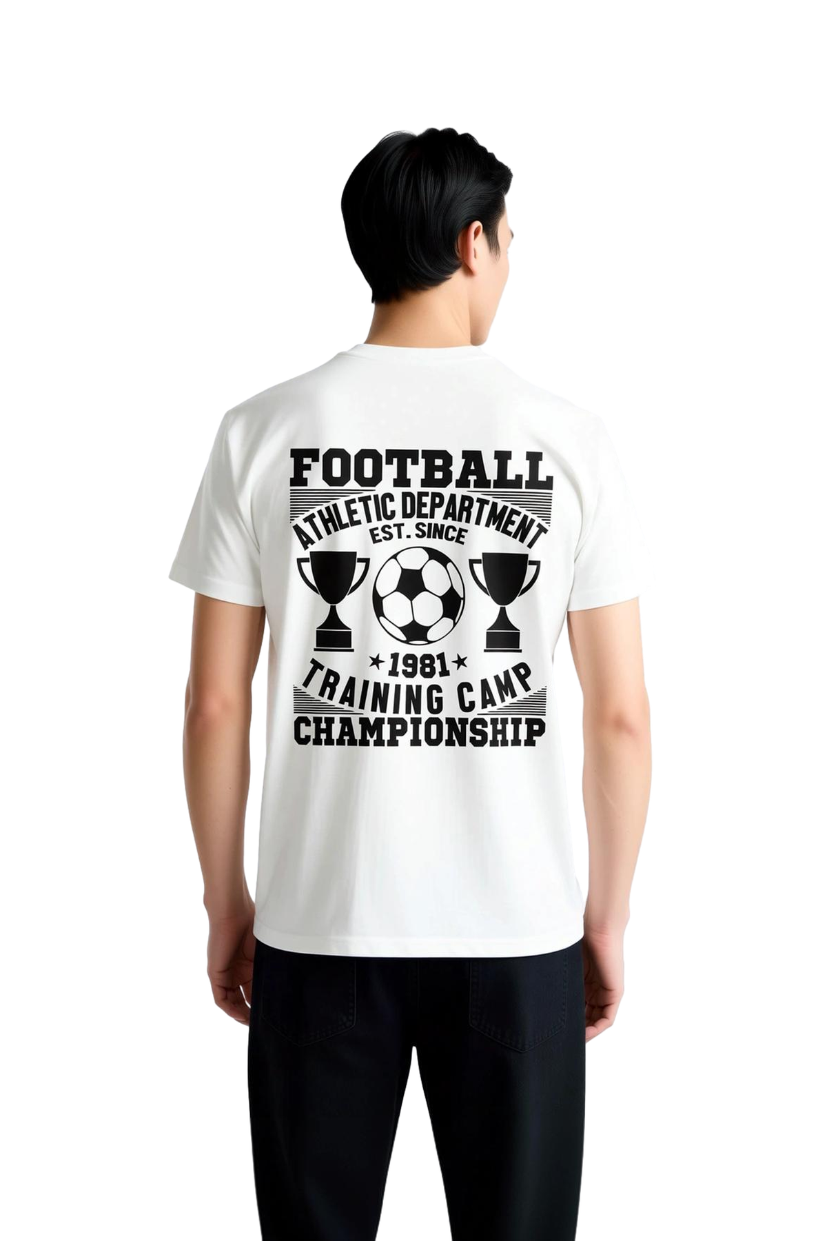Erkek Futbol Antrenman Kampı Şampiyonluk Temalı Grafik Baskılı Pamuklu Tişört Günlük Rahat Modern