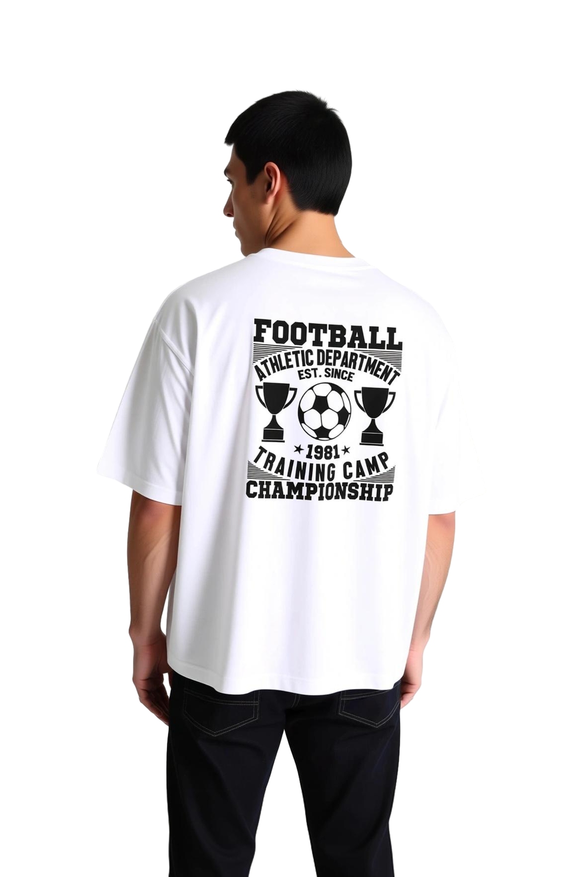 Erkek Oversize Futbol Athletic Bölüm Şampiyonluk Antrenman Kampı Grafik Baskılı Tişört Günlük Rahat