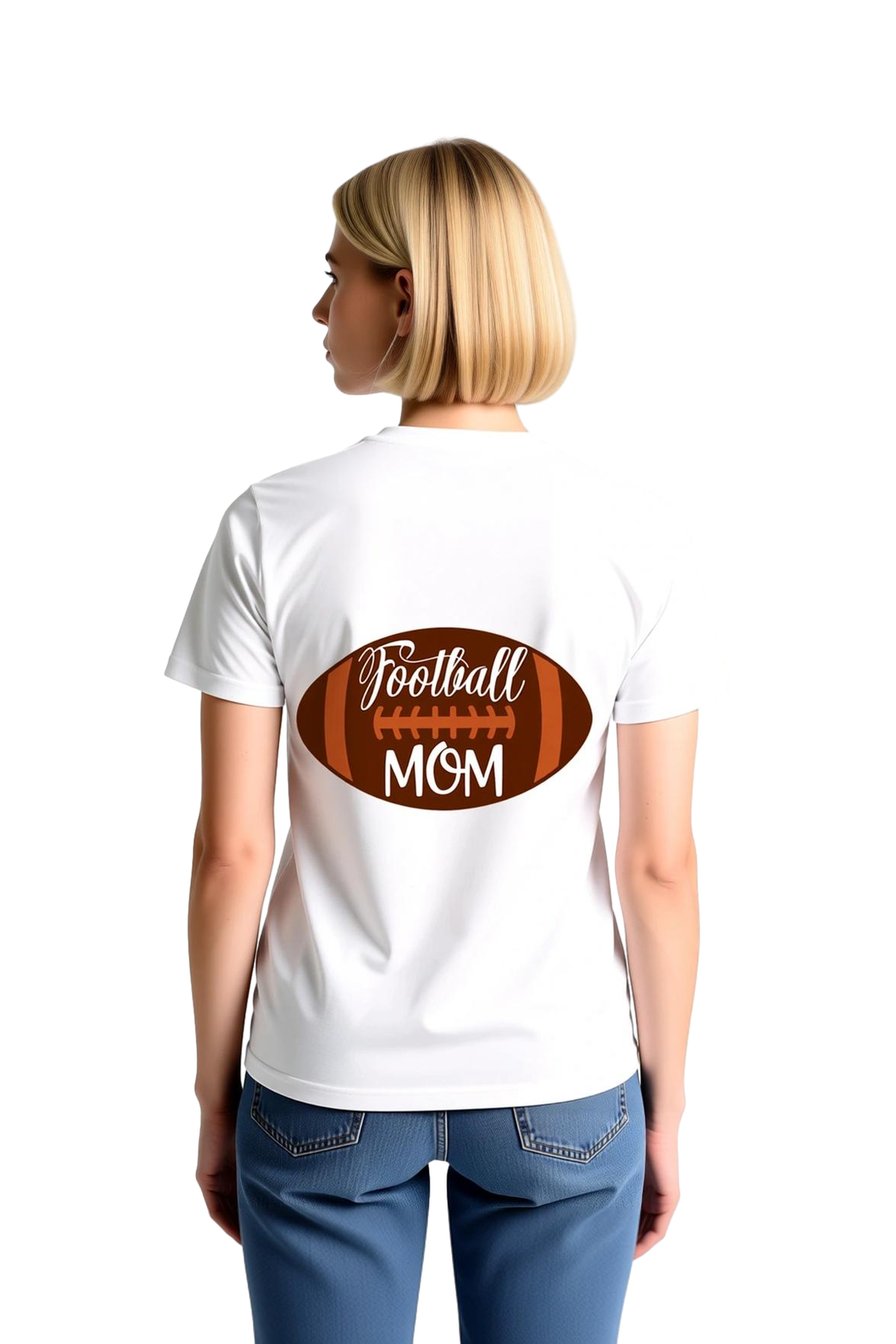 Futbol Annesi Tasarımı Şeritli Baskılı Kadın Tişört
