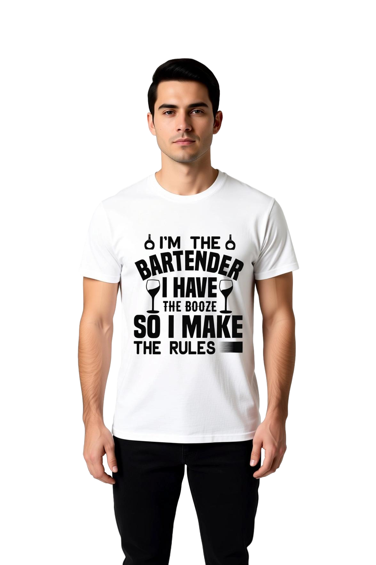 Bar Tender Kural Koyucu Yazı Baskılı Erkek Tişört