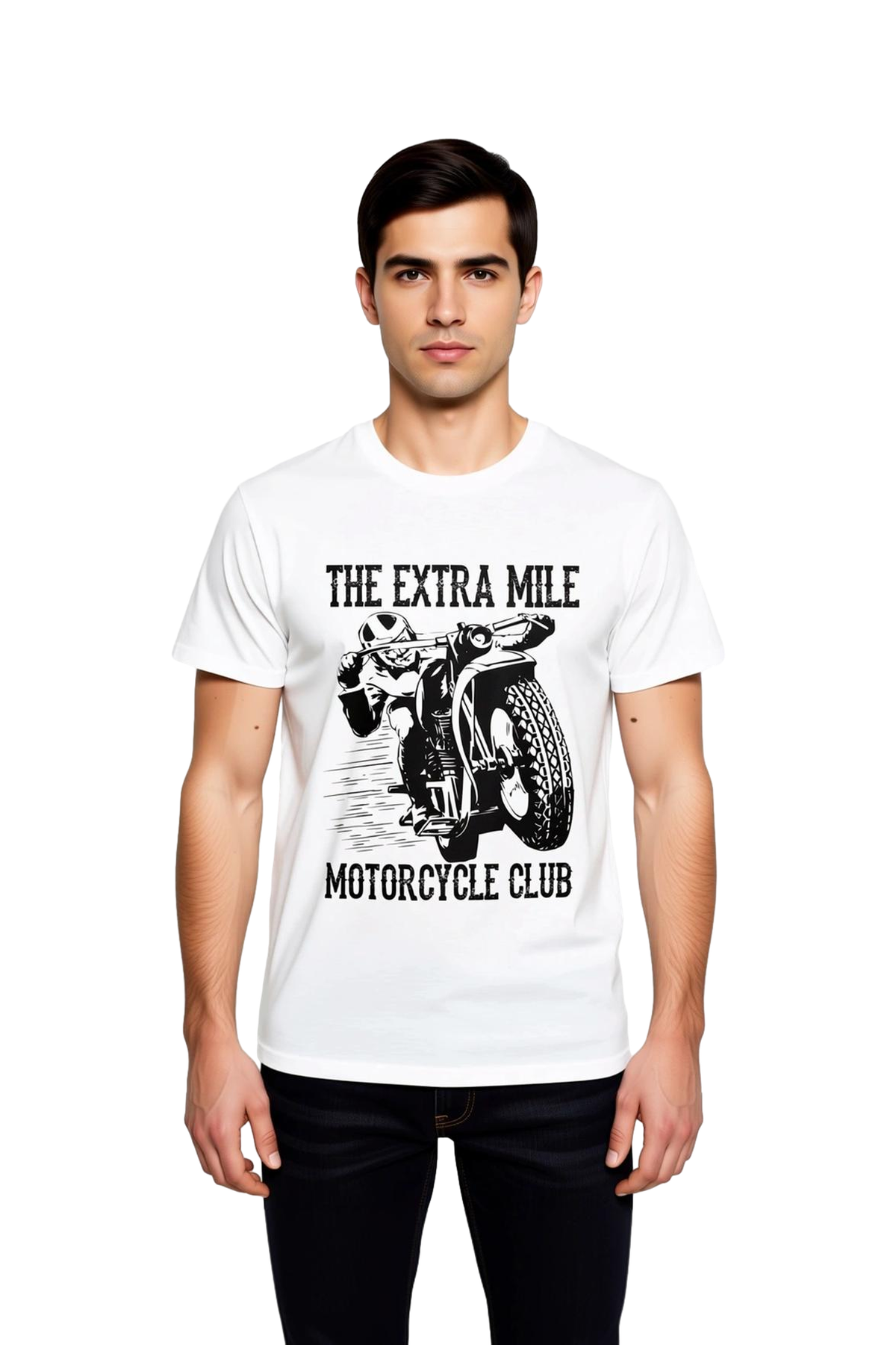 Erkek Motosiklet Kulübü Baskılı Kısa Kollu Tişört Retro Grafik Desenli Günlük Rahat Kesim Modern
