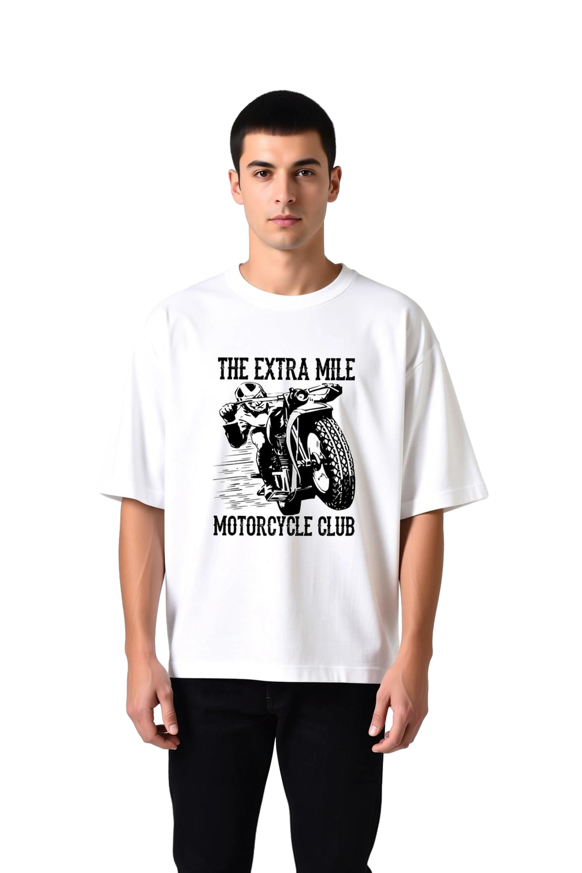Erkek Oversize Motosiklet Kulübü Baskılı Tişört Retro Grafik Vintage Stil Rahat Kesim Günlük Modern