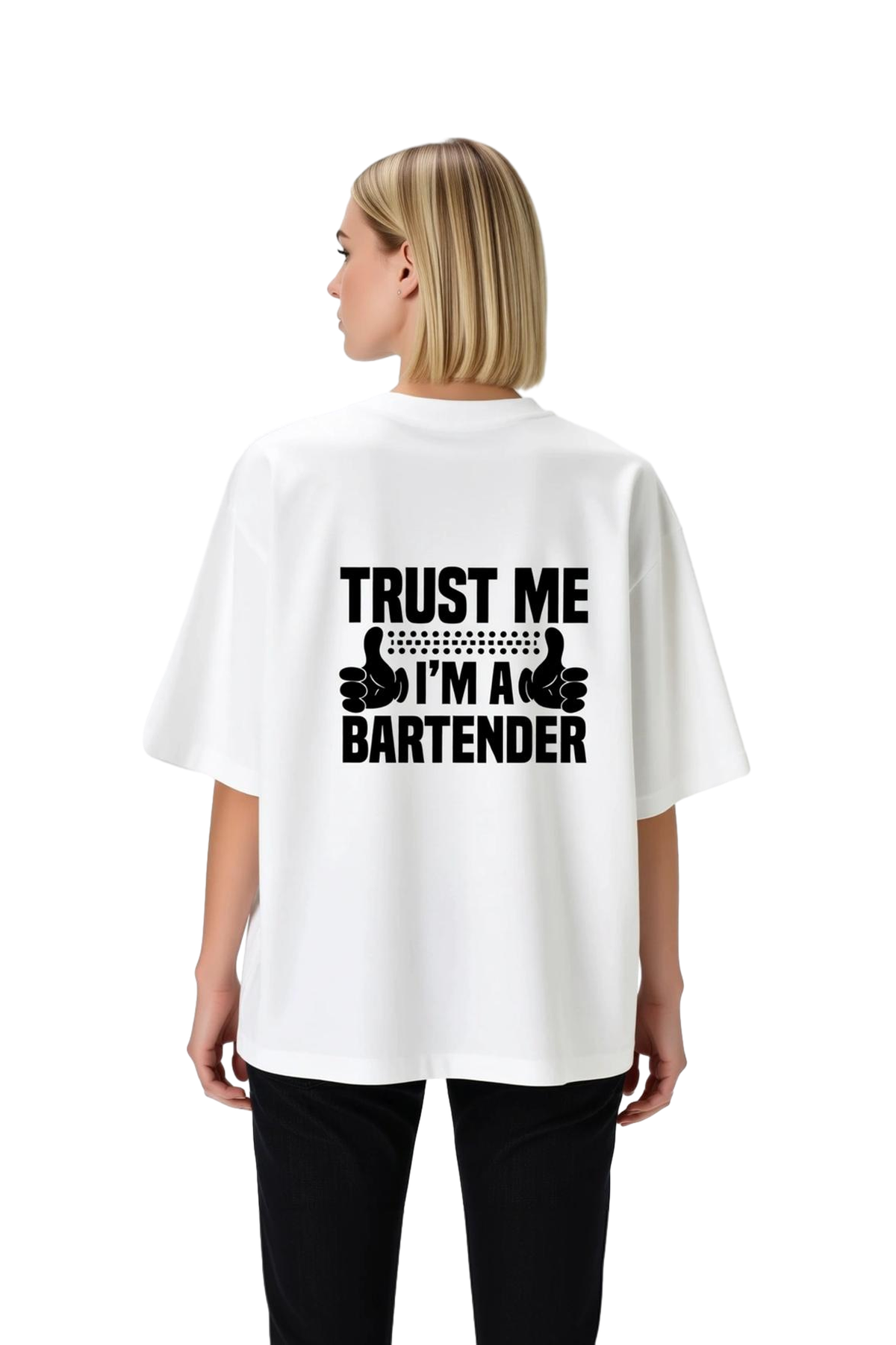 Bartender Ihtisasının Güveni Baskılı Kadın Oversize Tişört
