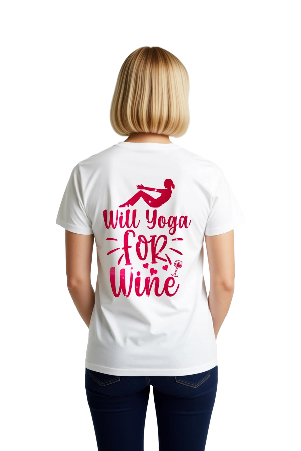 Yoga Yapacağım Şarap İçin Baskılı Kadın Tişört