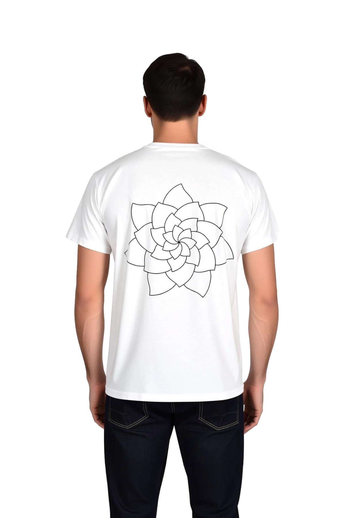 Erkek Geometrik Çiçek Mandala Deseni Baskılı Rahat Kesim Kısa Kollu Tişört Günlük Modern Şık Zarif