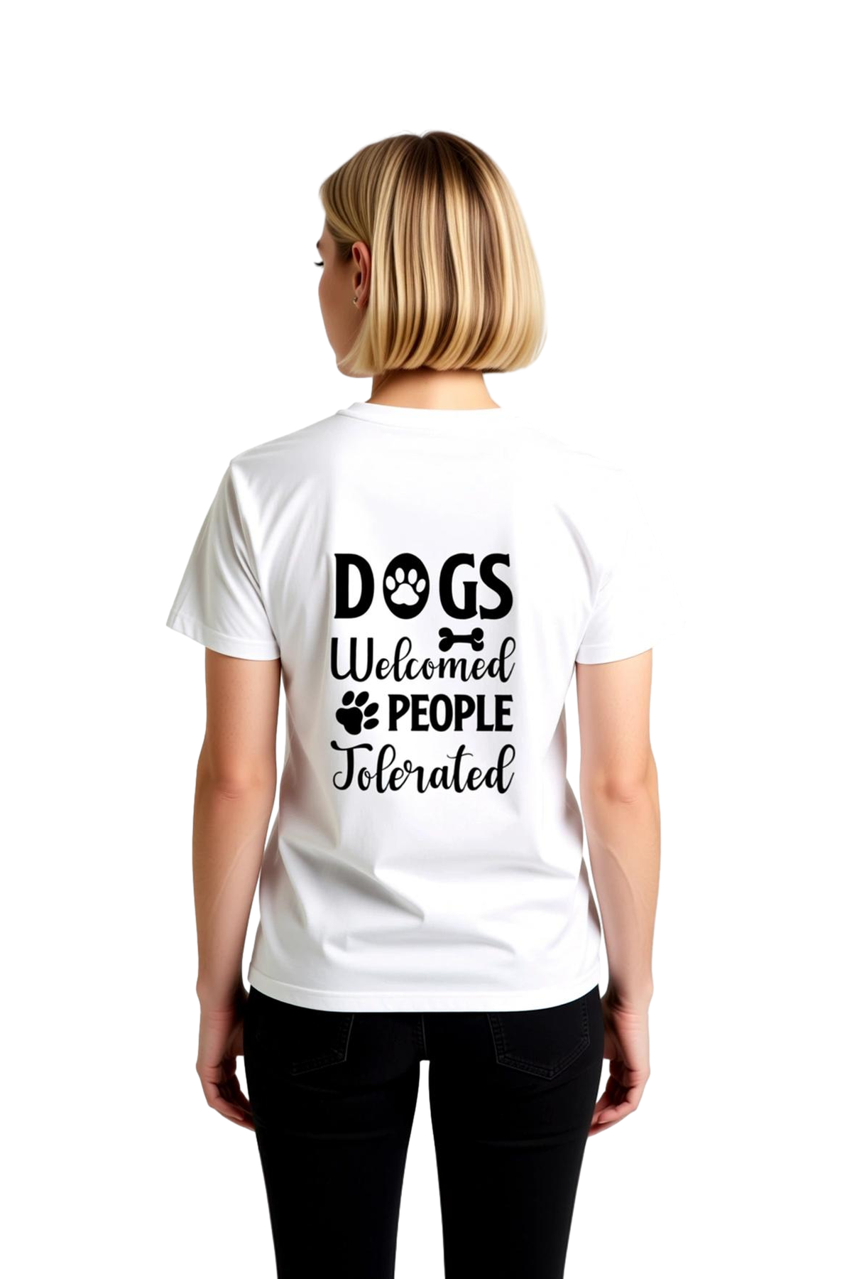 Köpekler Hoşlanılır İnsanlar Tahammül Edilir Baskılı Kadın Tişört