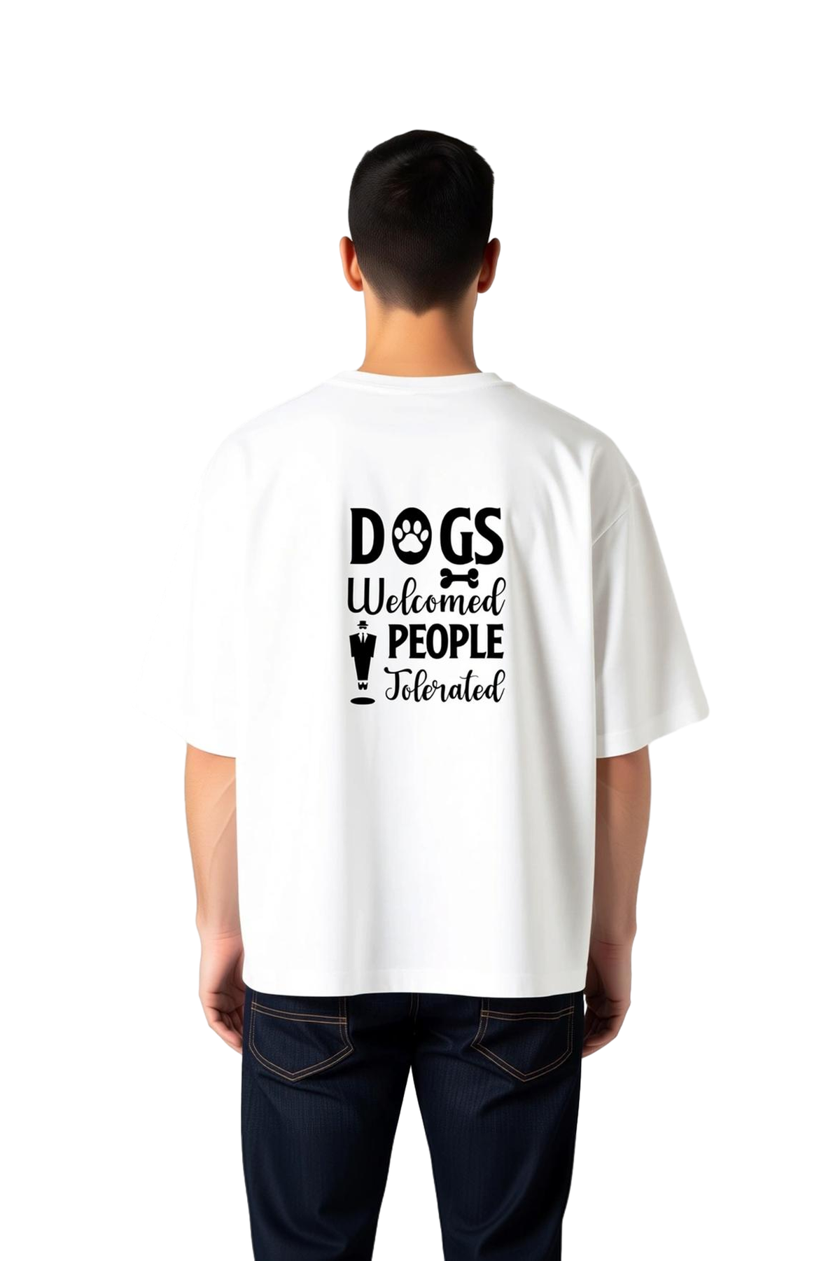 Erkek Oversize Tişört %100 Pamuk Köpek Baskılı Mizah Grafik Desenli Rahat Kesim Günlük Giyim Modern