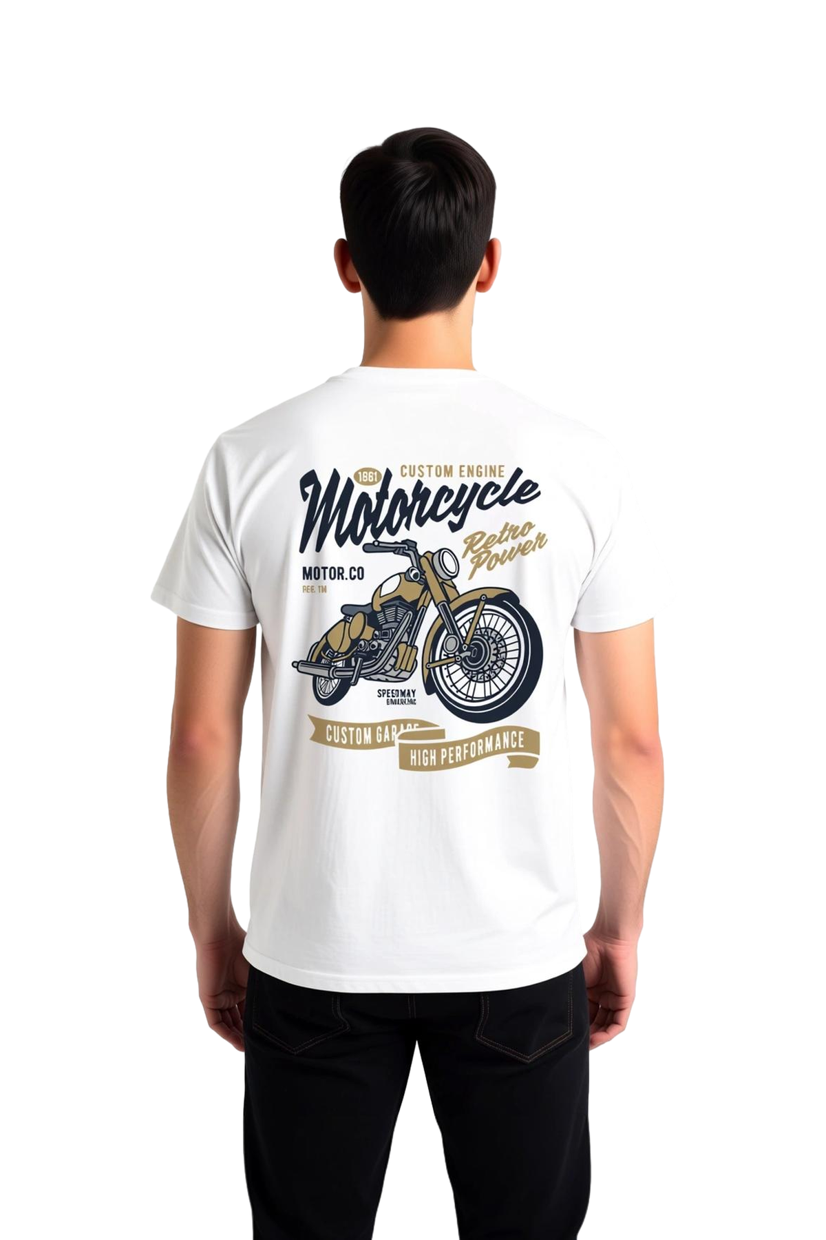 Erkek Vintage Motosiklet Baskılı Tişört Custom Engine Retro Stil Rahat Kesim Günlük Modern Şık Zarif