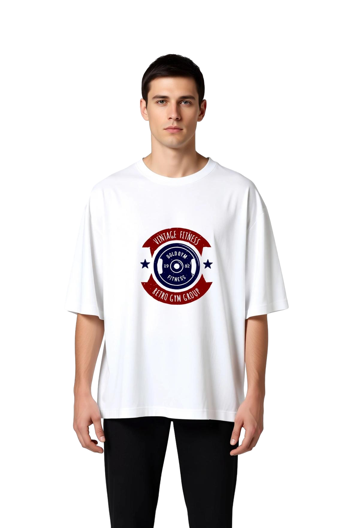Erkek Oversize Tişört Retro Spor Baskısı Vintage Fitness Gold Gym Kulübü Nostalji Günlük Rahat Şık