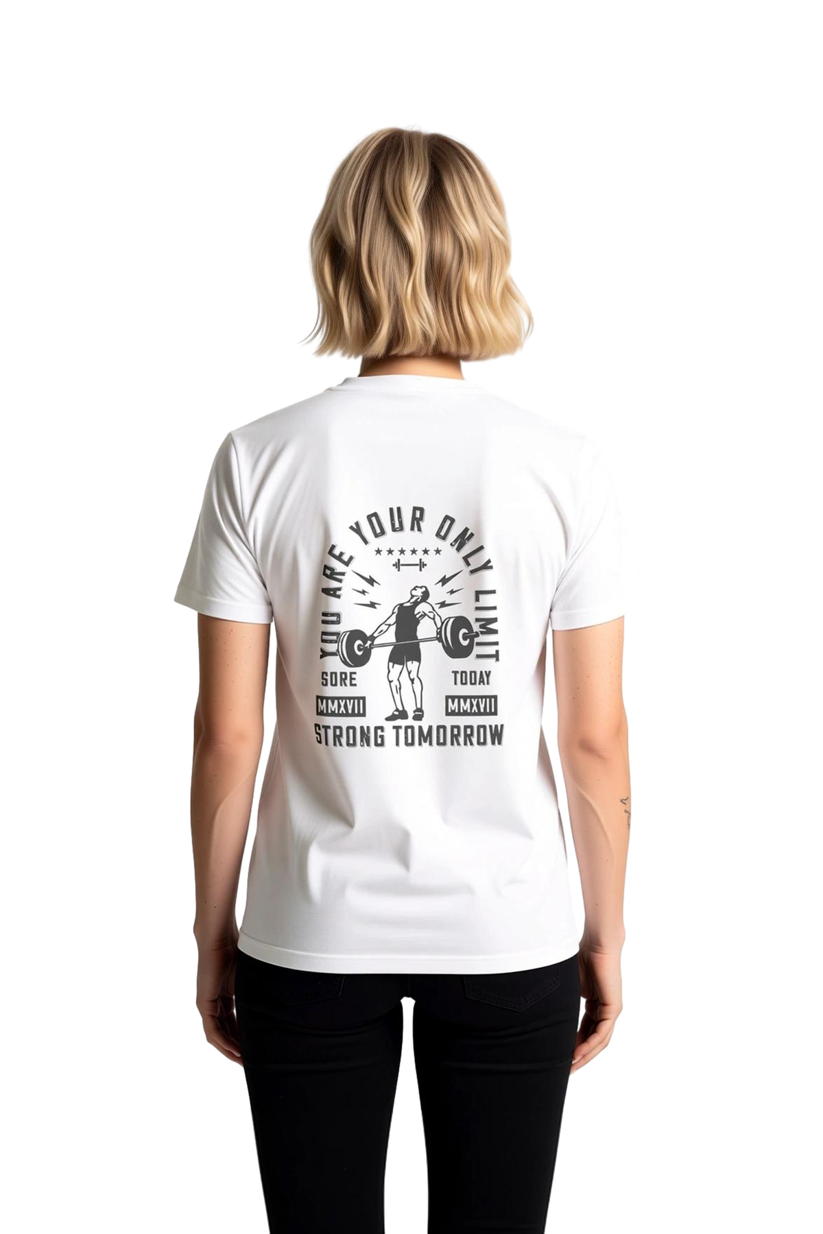 Kadın Motivasyon Baskılı Retro Tişört Antrenman Spor Günlük Rahat Kesim Dijital Baskı Modern Şık