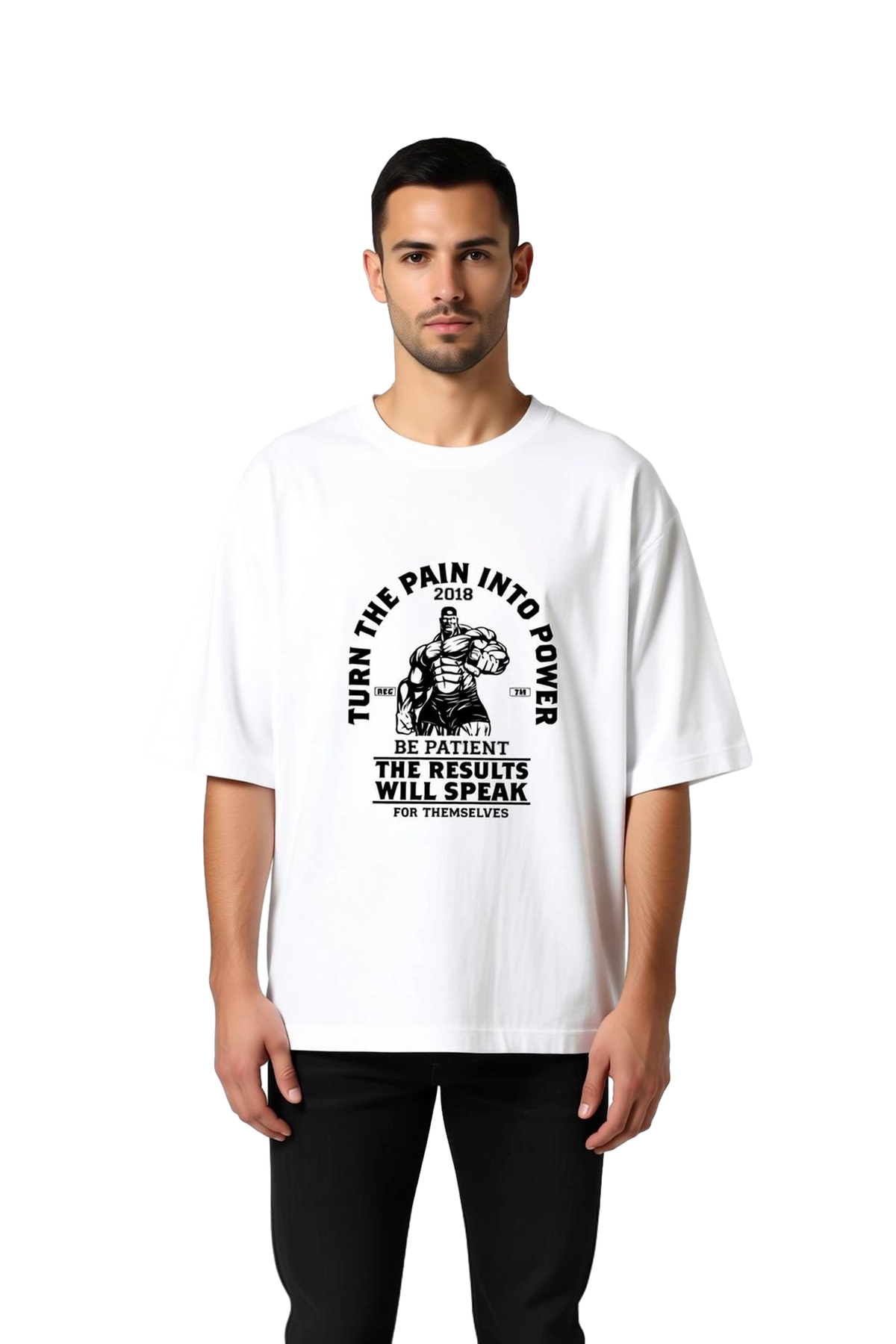 Erkek Oversize Tişört Motivasyon Baskılı Antrenman Temalı Retro Stil Günlük Rahat Kesim Modern Şık