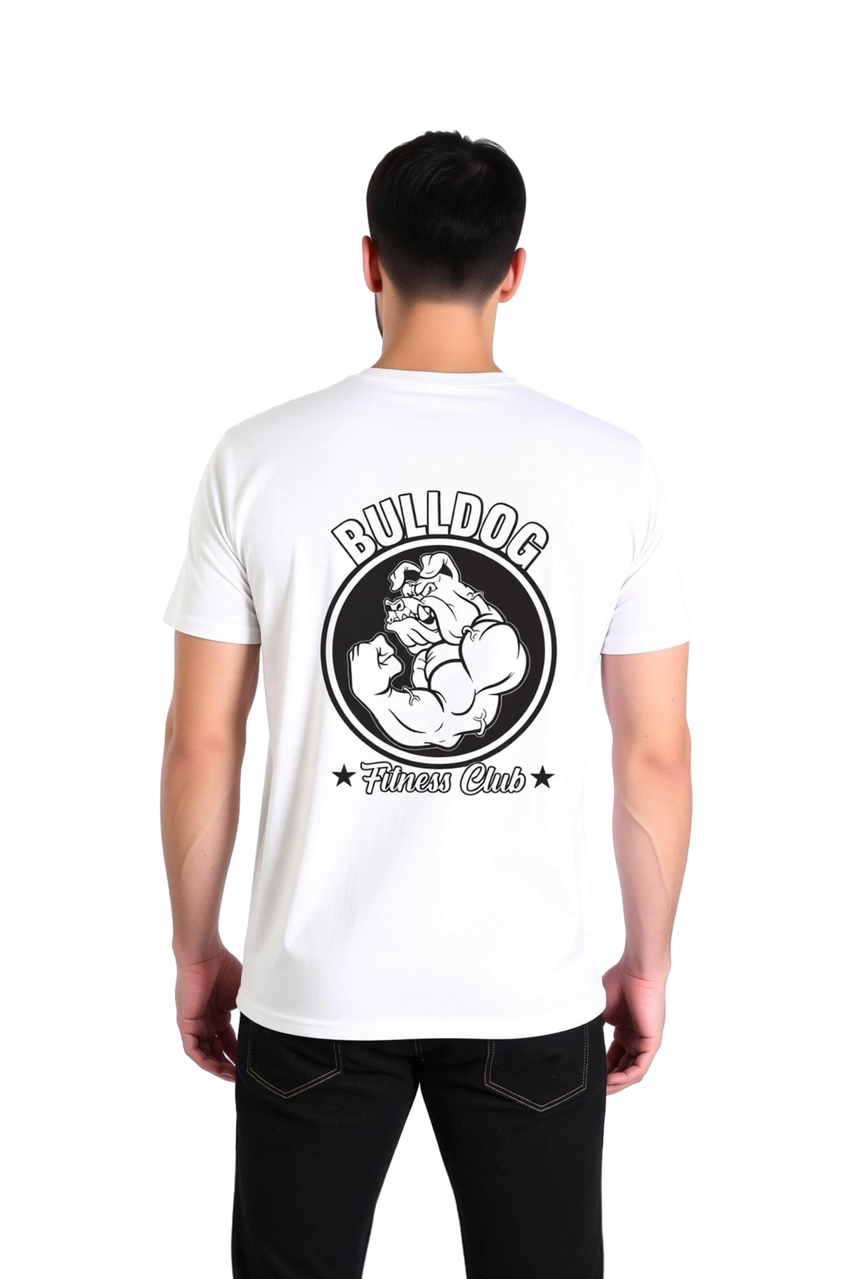 Erkek Bulldog Fitness Club Baskılı Rahat Kesim Kısa Kol Crew Neck Grafik Tişört Günlük Modern Şık